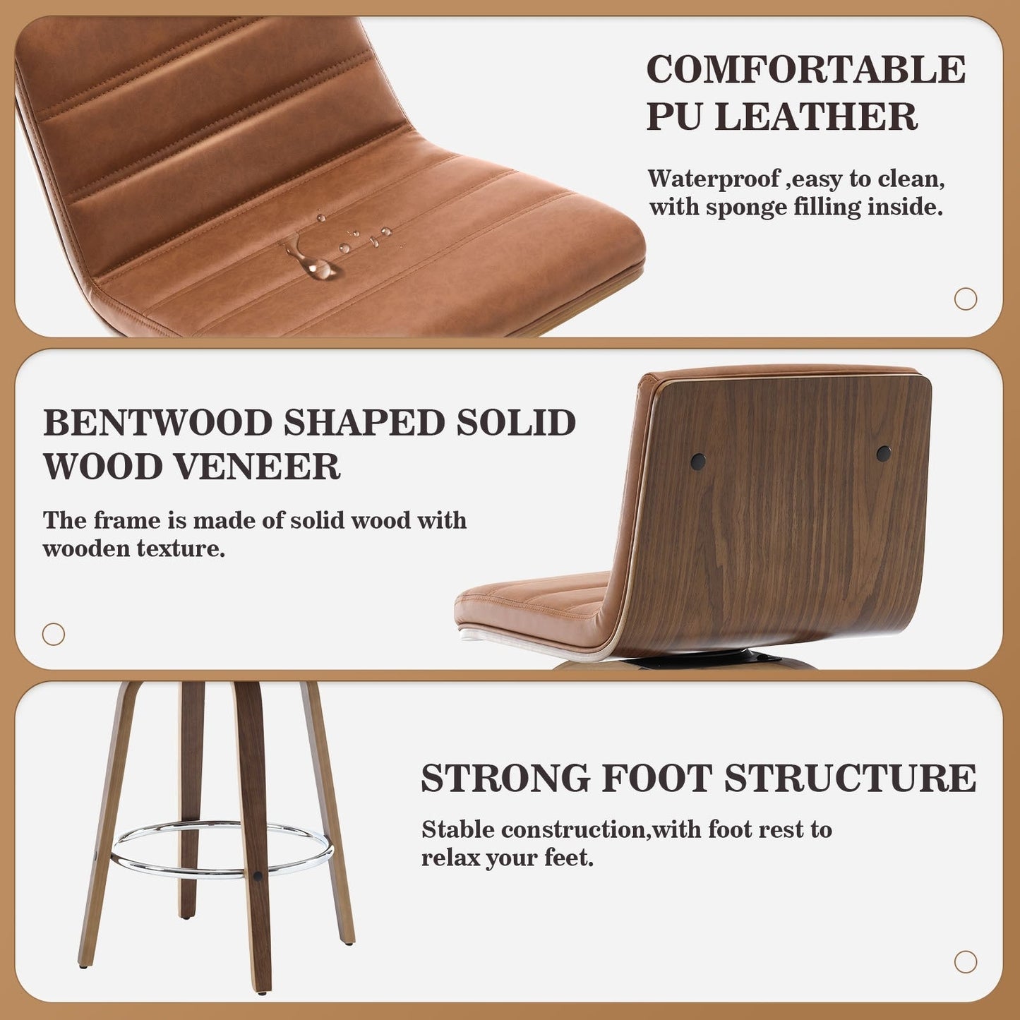 26/29 Sgabelli da bar/bancone girevoli in similpelle, set da 2/3