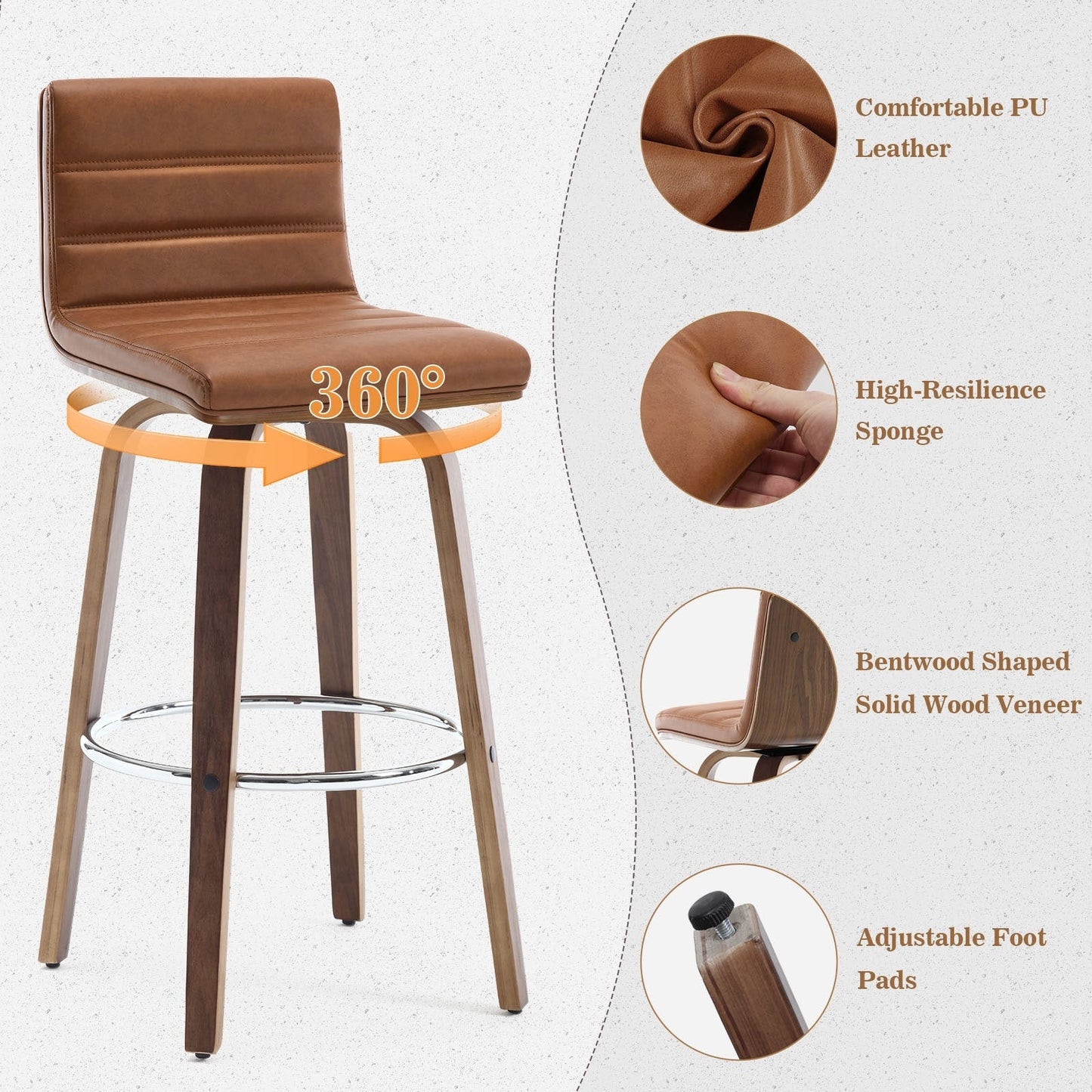 26/29 Sgabelli da bar/bancone girevoli in similpelle, set da 2/3