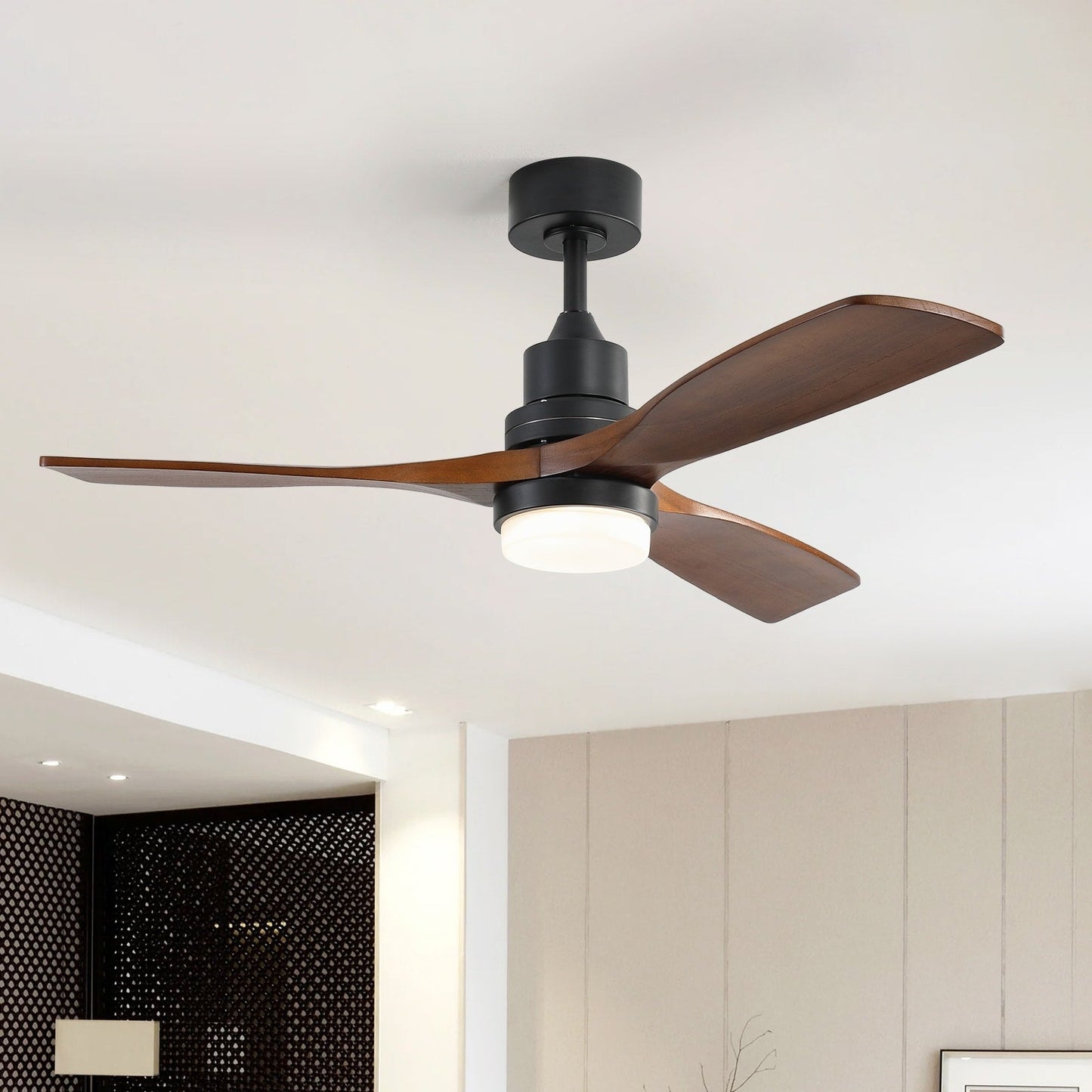 Ventilatore da soffitto a LED integrato da 48 e 52 pollici con luce e telecomando, motore CC reversibile