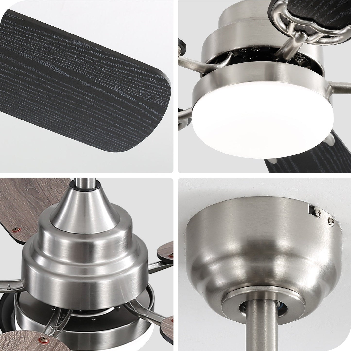 Ventilatore da soffitto a LED integrato da 48 e 52 pollici con luce e telecomando, motore CC reversibile