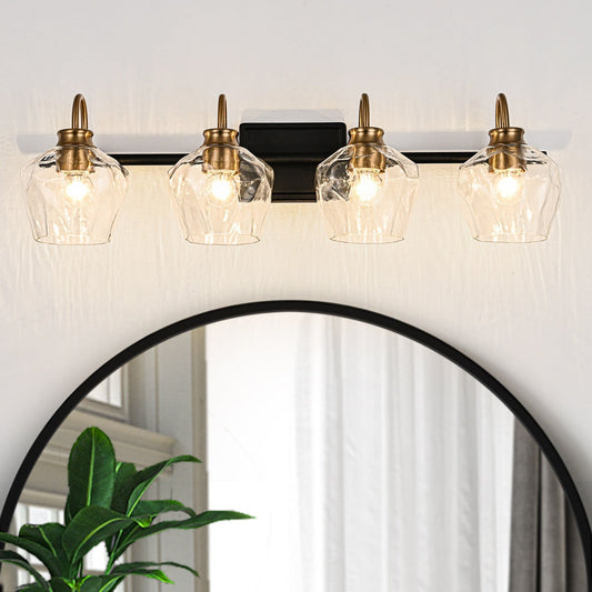 Applique da parete moderne da bagno a 3/4 luci dimmerabili con paralume in vetro