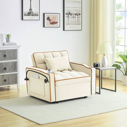 Divano letto singolo convertibile moderno 70.86 3 in 1 con schienale regolabile e porta di ricarica USB per soggiorno