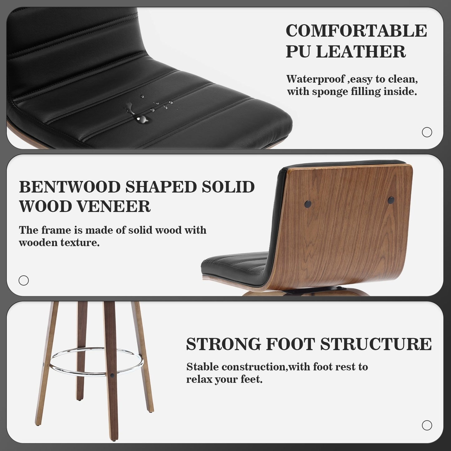 26/29 Sgabelli da bar/bancone girevoli in similpelle, set da 2/3