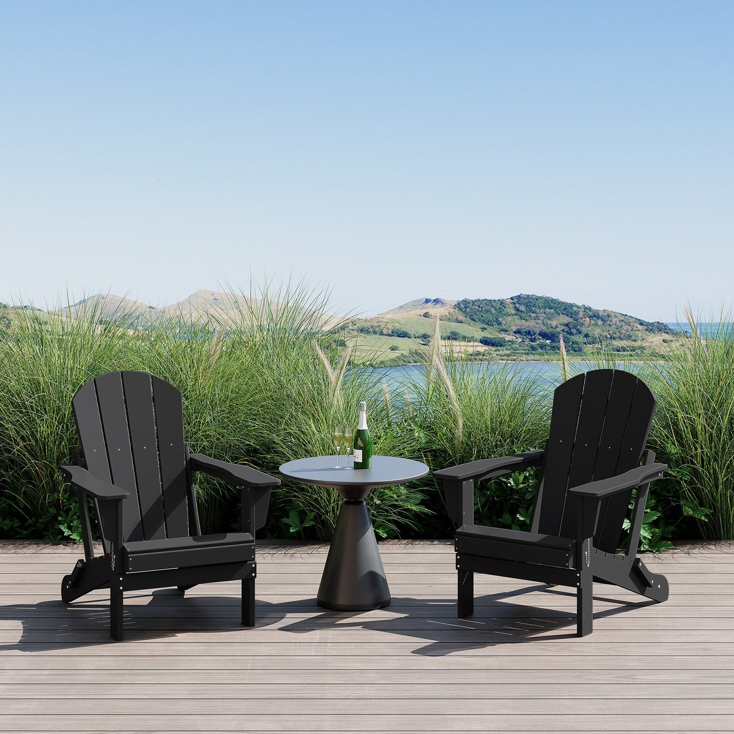 Sedie Adirondack pieghevoli per esterni e patio, resistenti alle intemperie, Polytrends Laguna (set da 2)