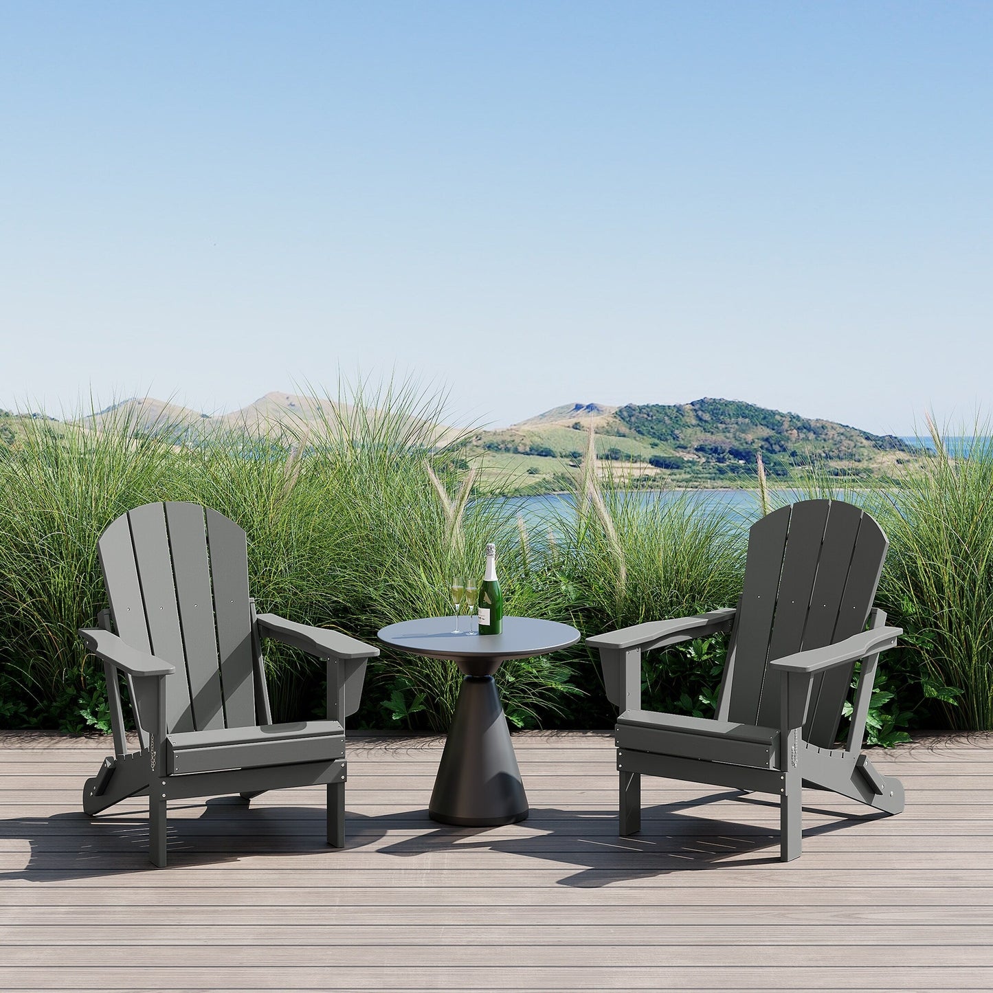 Sedie Adirondack pieghevoli per esterni e patio, resistenti alle intemperie, Polytrends Laguna (set da 2)