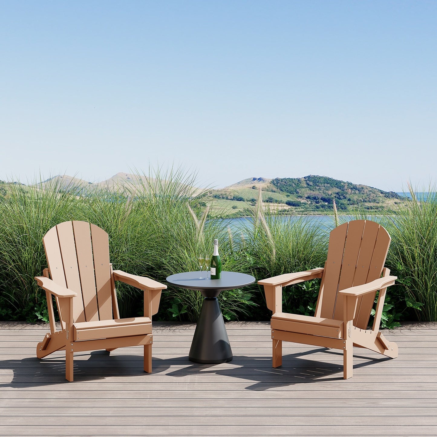 Sedie Adirondack pieghevoli per esterni e patio, resistenti alle intemperie, Polytrends Laguna (set da 2)