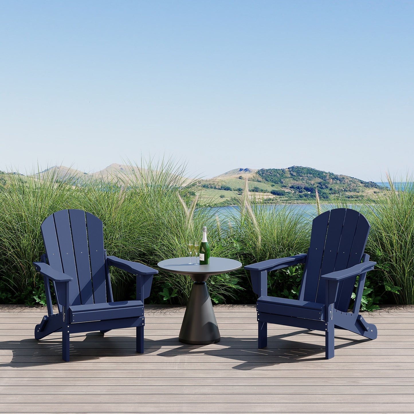 Sedie Adirondack pieghevoli per esterni e patio, resistenti alle intemperie, Polytrends Laguna (set da 2)
