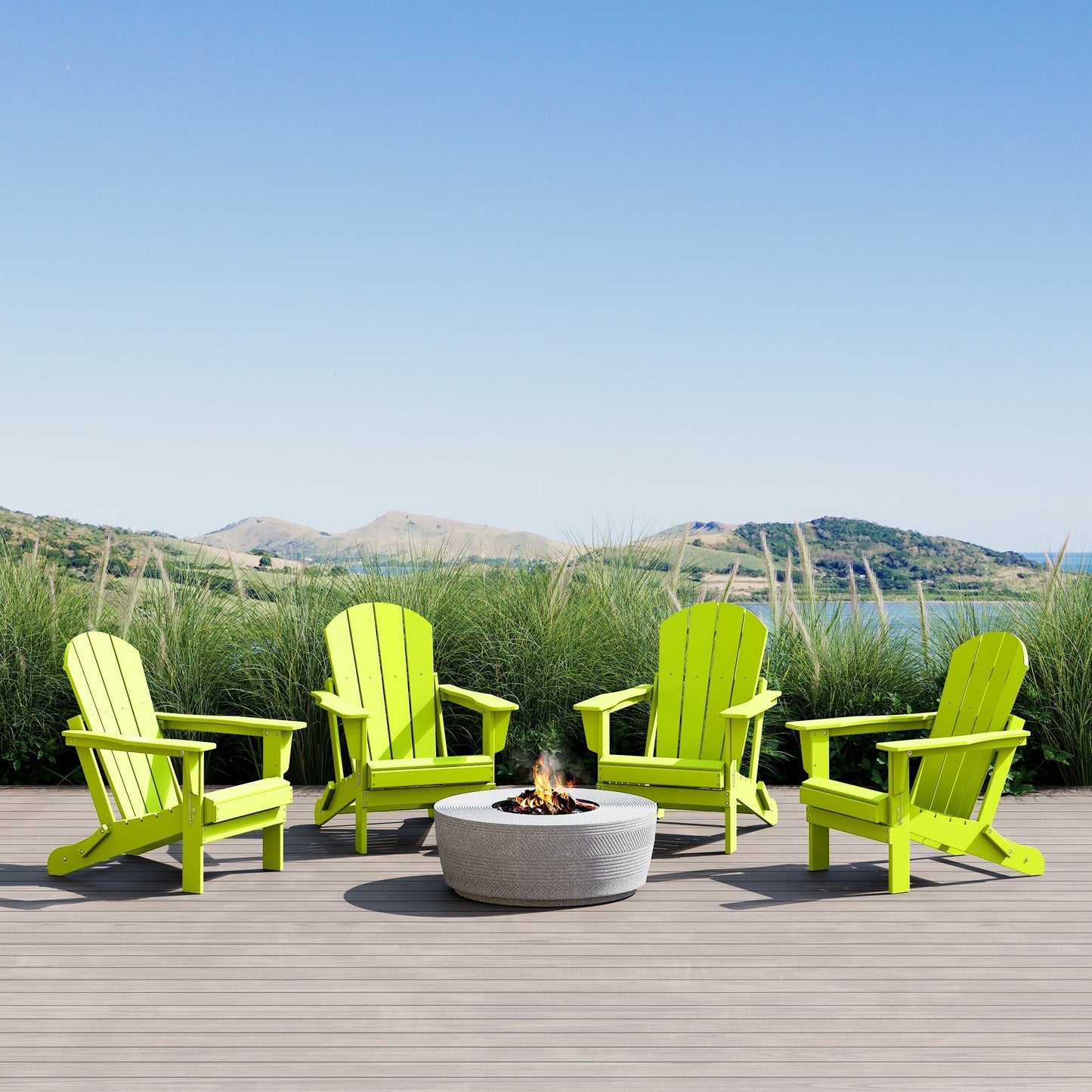 Sedie Adirondack pieghevoli per esterni e patio, resistenti alle intemperie, Polytrends Laguna (set da 4)