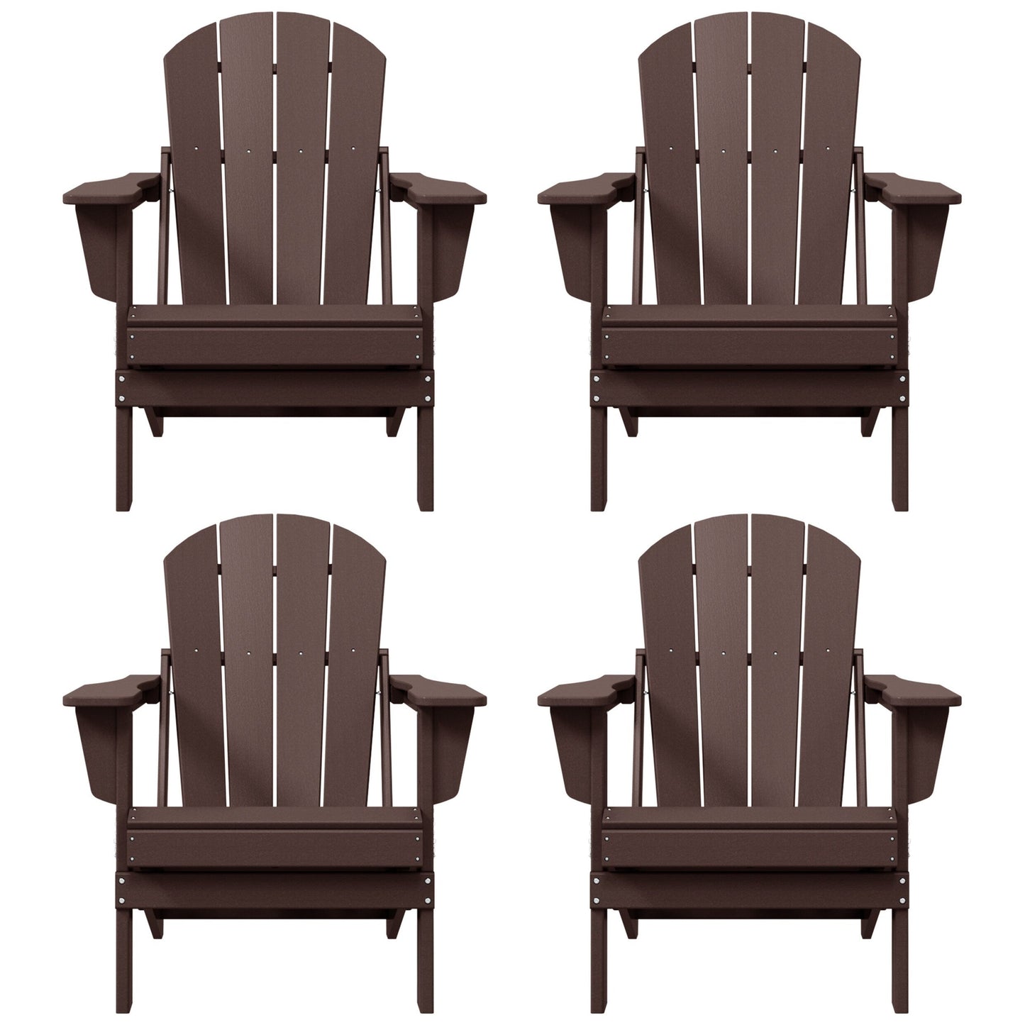 Sedie Adirondack pieghevoli per esterni e patio, resistenti alle intemperie, Polytrends Laguna (set da 4)