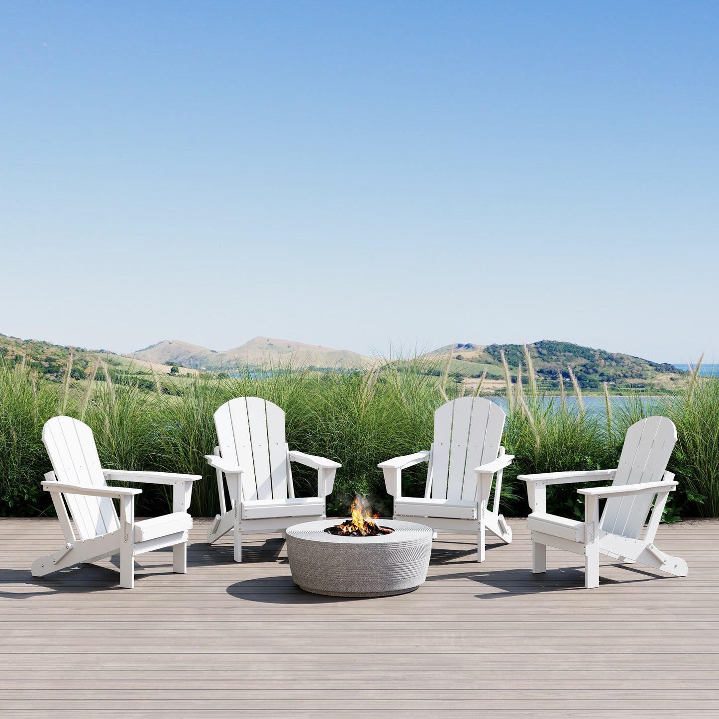 Sedie Adirondack pieghevoli per esterni e patio, resistenti alle intemperie, Polytrends Laguna (set da 4)