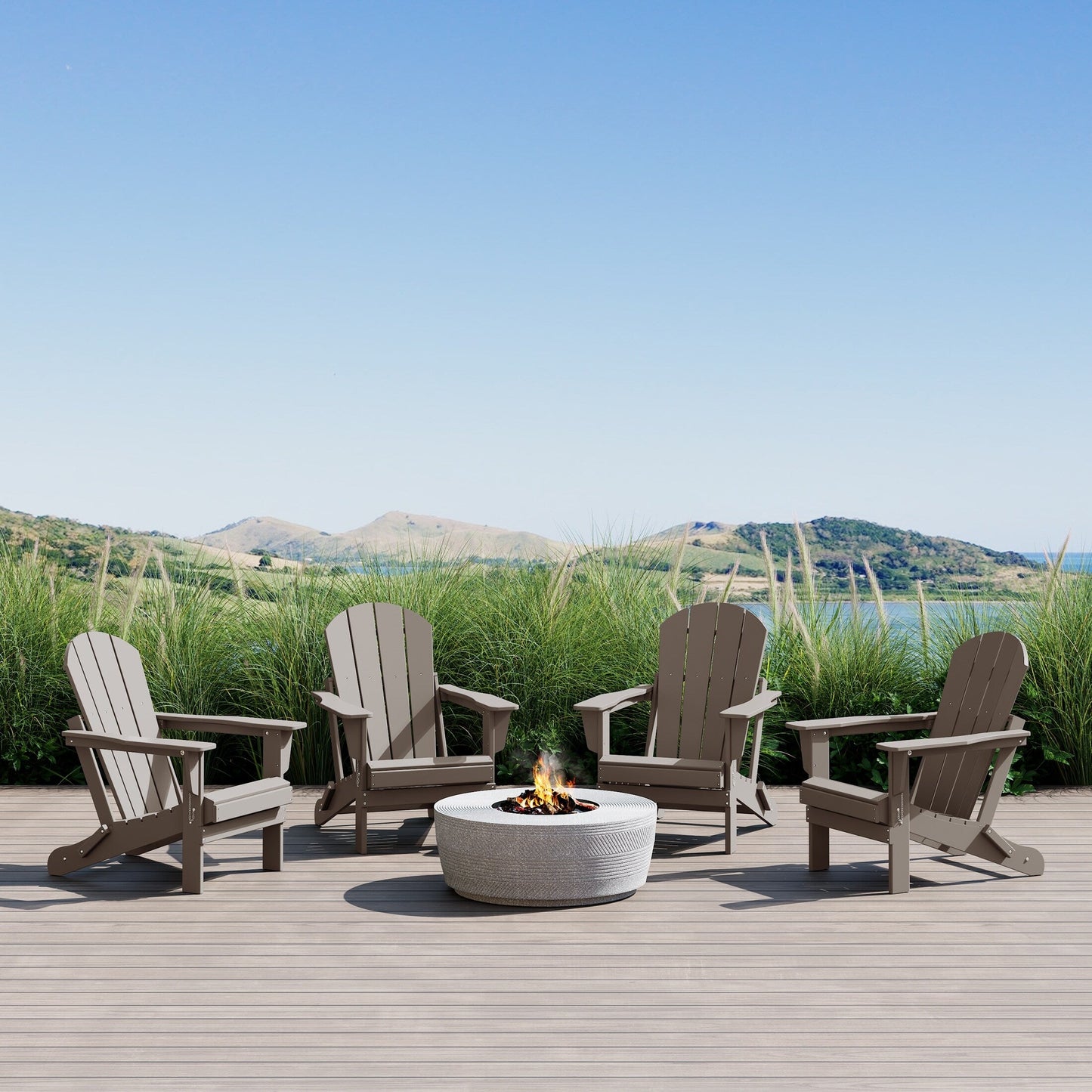 Sedie Adirondack pieghevoli per esterni e patio, resistenti alle intemperie, Polytrends Laguna (set da 4)