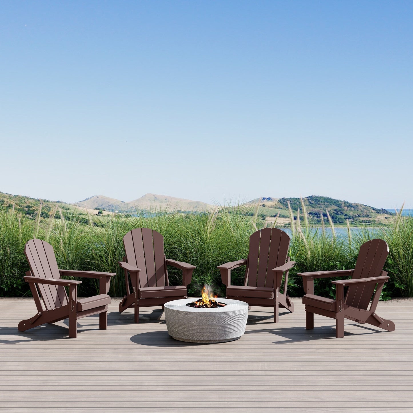 Sedie Adirondack pieghevoli per esterni e patio, resistenti alle intemperie, Polytrends Laguna (set da 4)