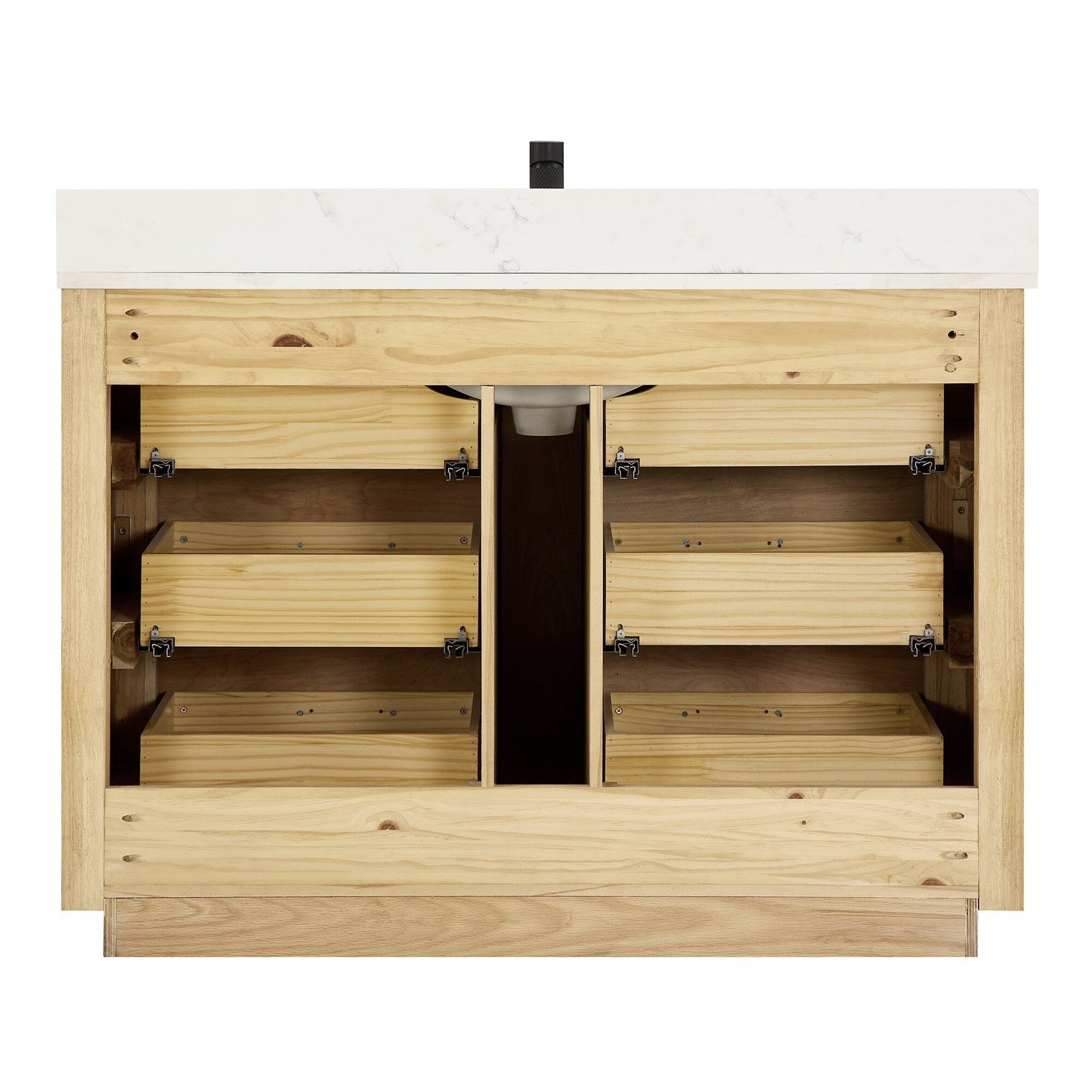 Mobile bagno Porto con piano in pietra di quarzo bianco senza specchio