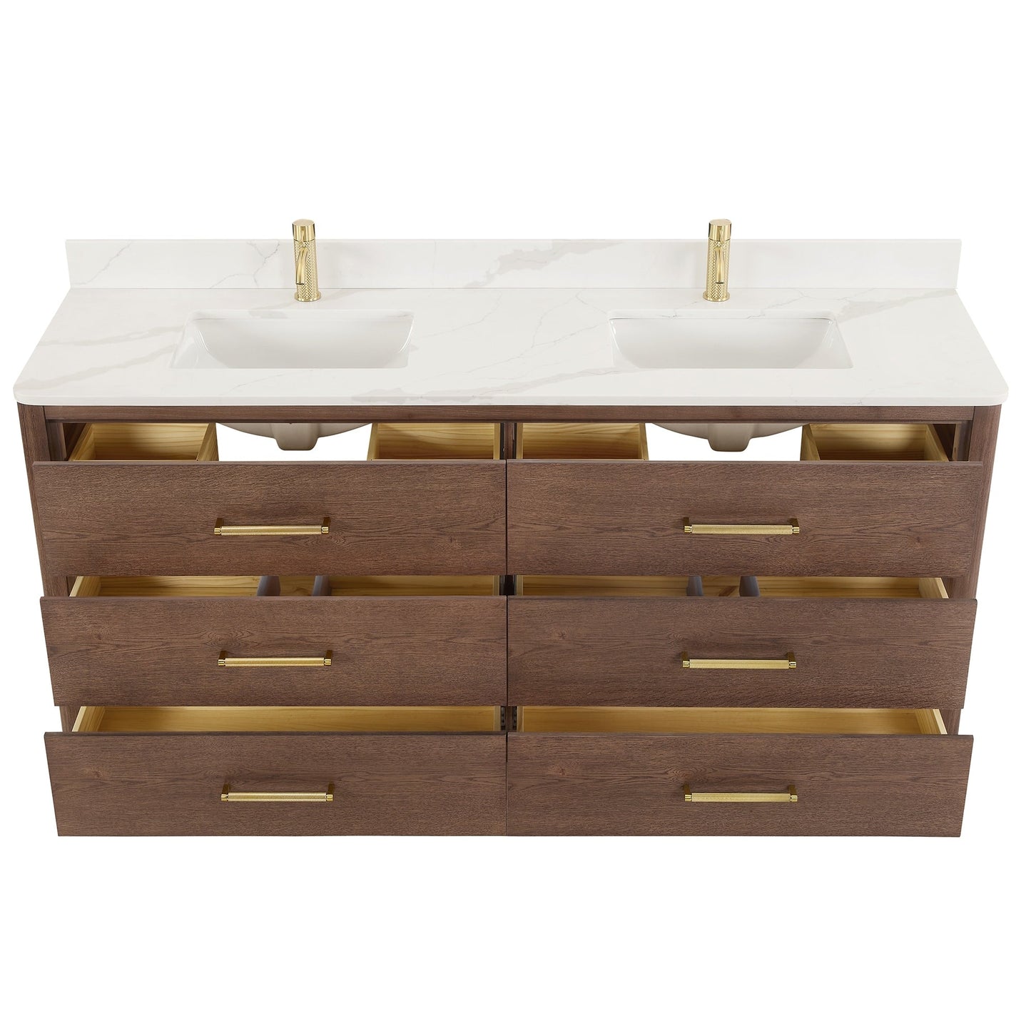 Mobile bagno Porto con piano in pietra di quarzo bianco senza specchio