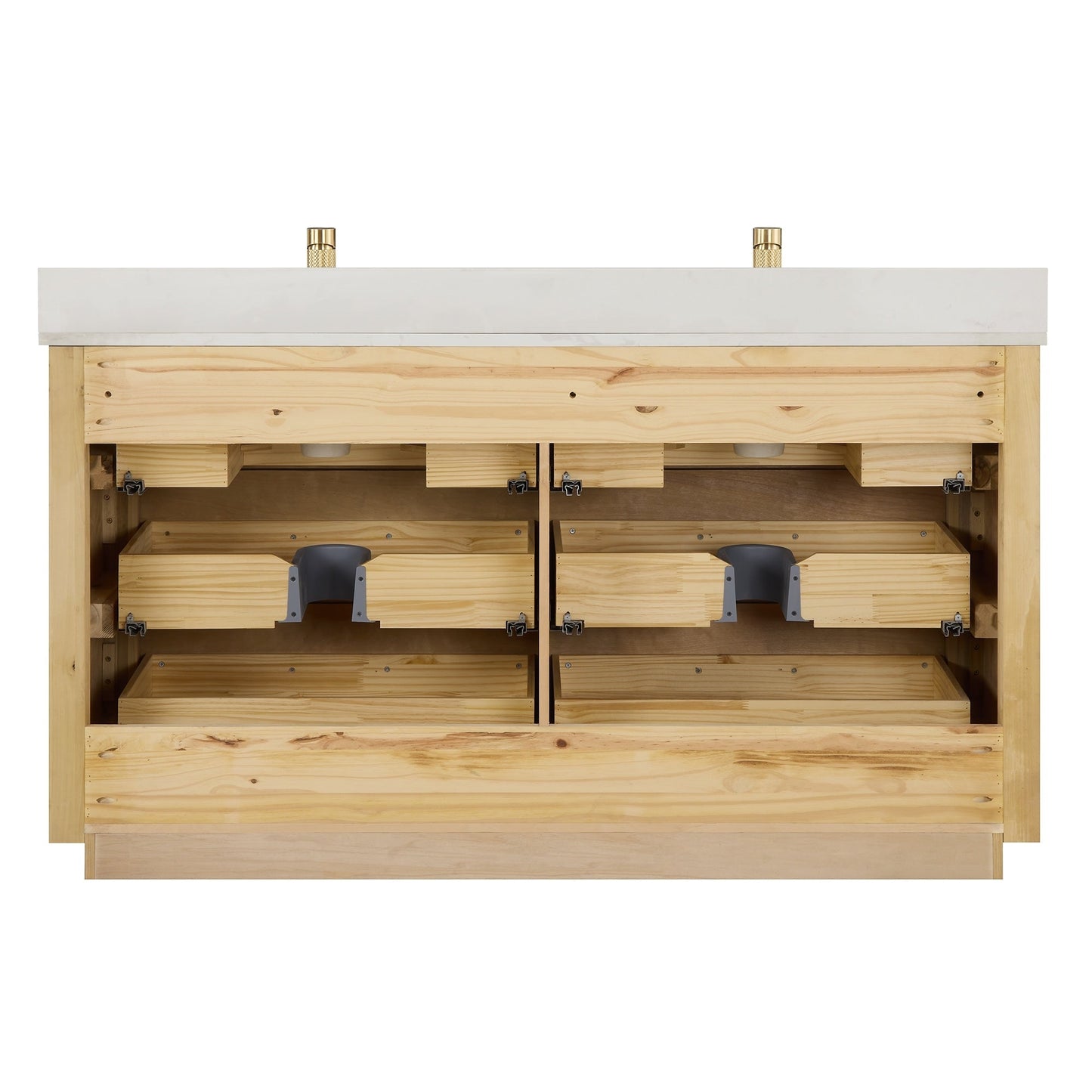 Mobile bagno Porto con piano in pietra di quarzo bianco senza specchio