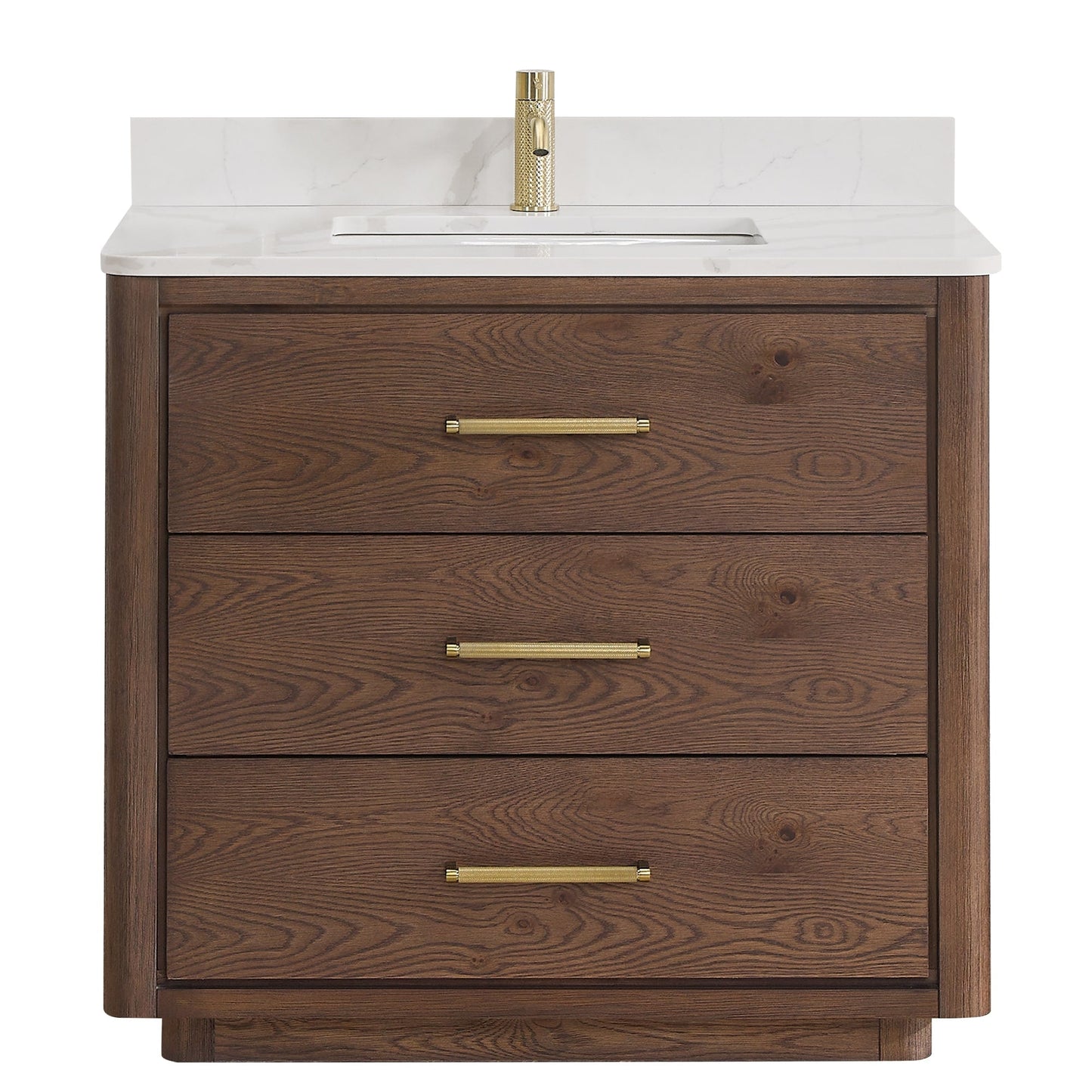 Mobile bagno Porto con piano in pietra di quarzo bianco senza specchio