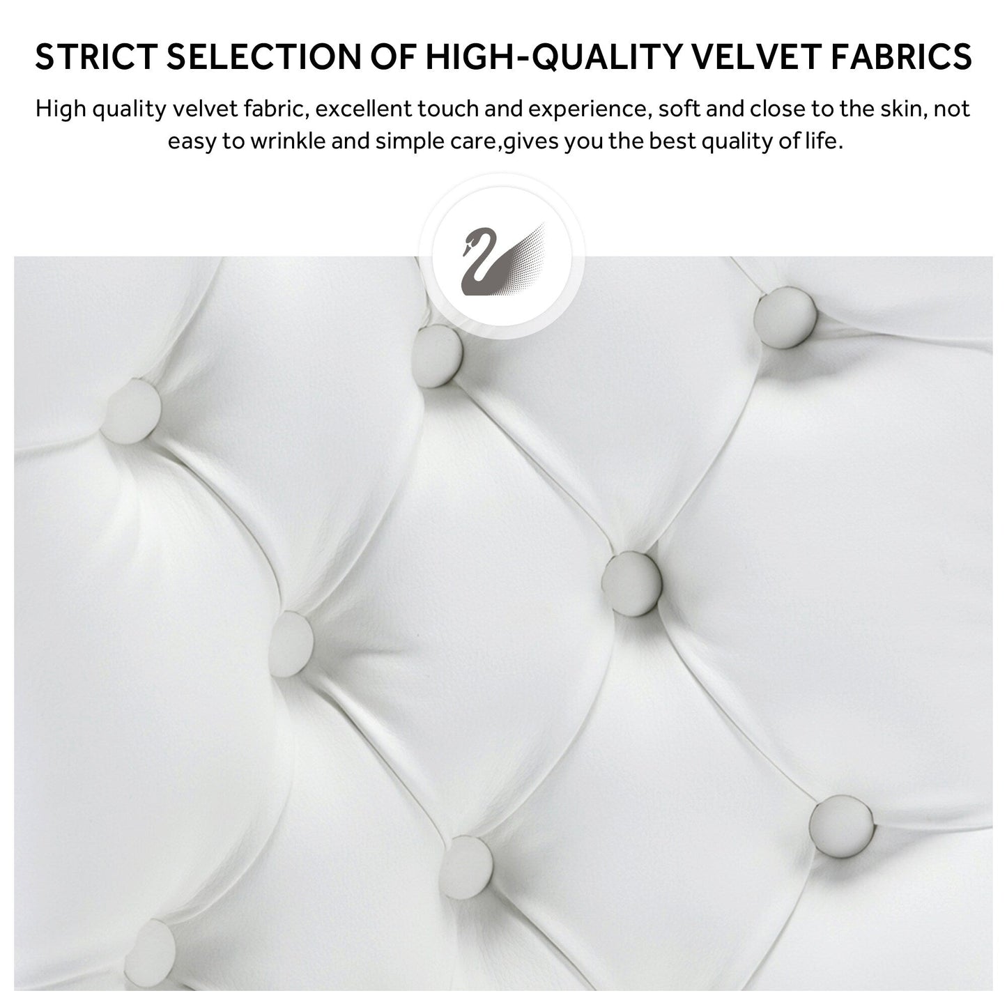 Sedia da pranzo imbottita in velluto trapuntato con gambe in legno massello, set da 6