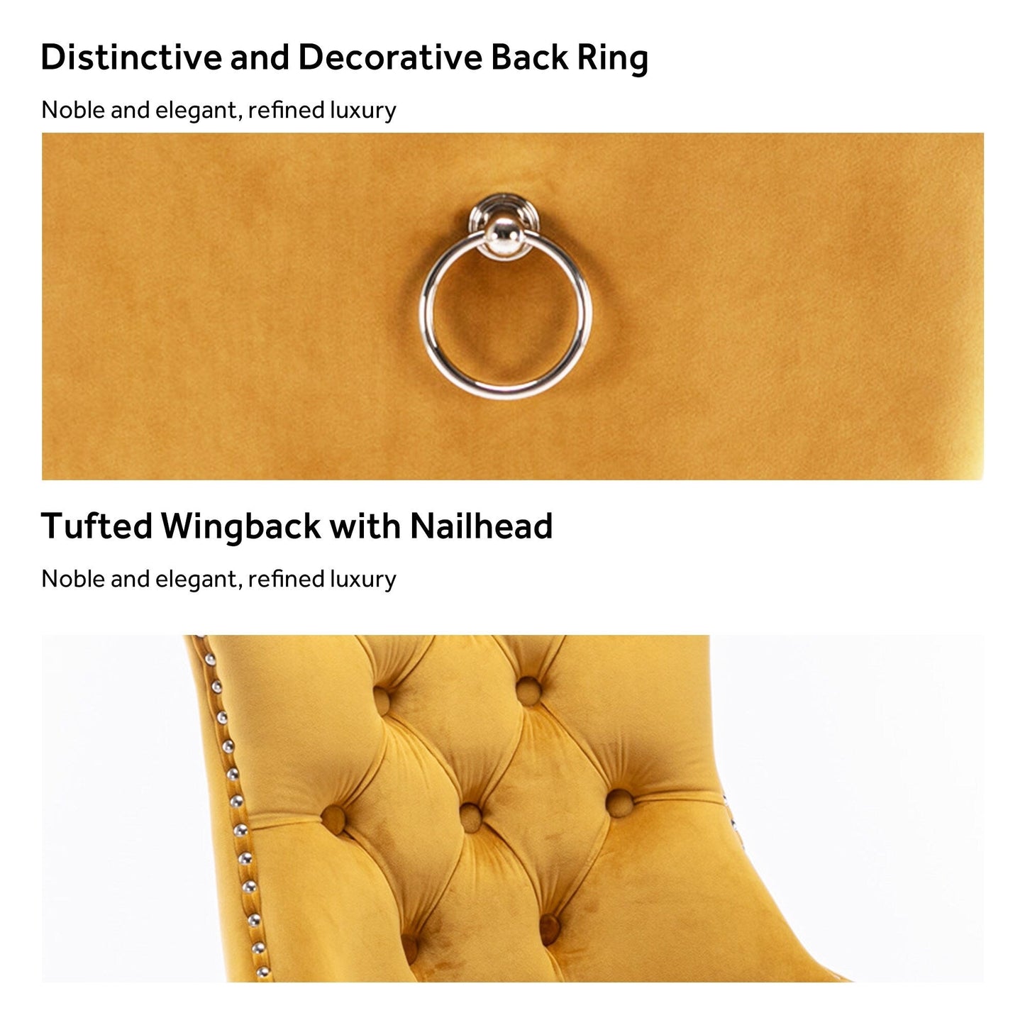 Sedia da pranzo imbottita in velluto trapuntato con gambe in legno massello, set da 6