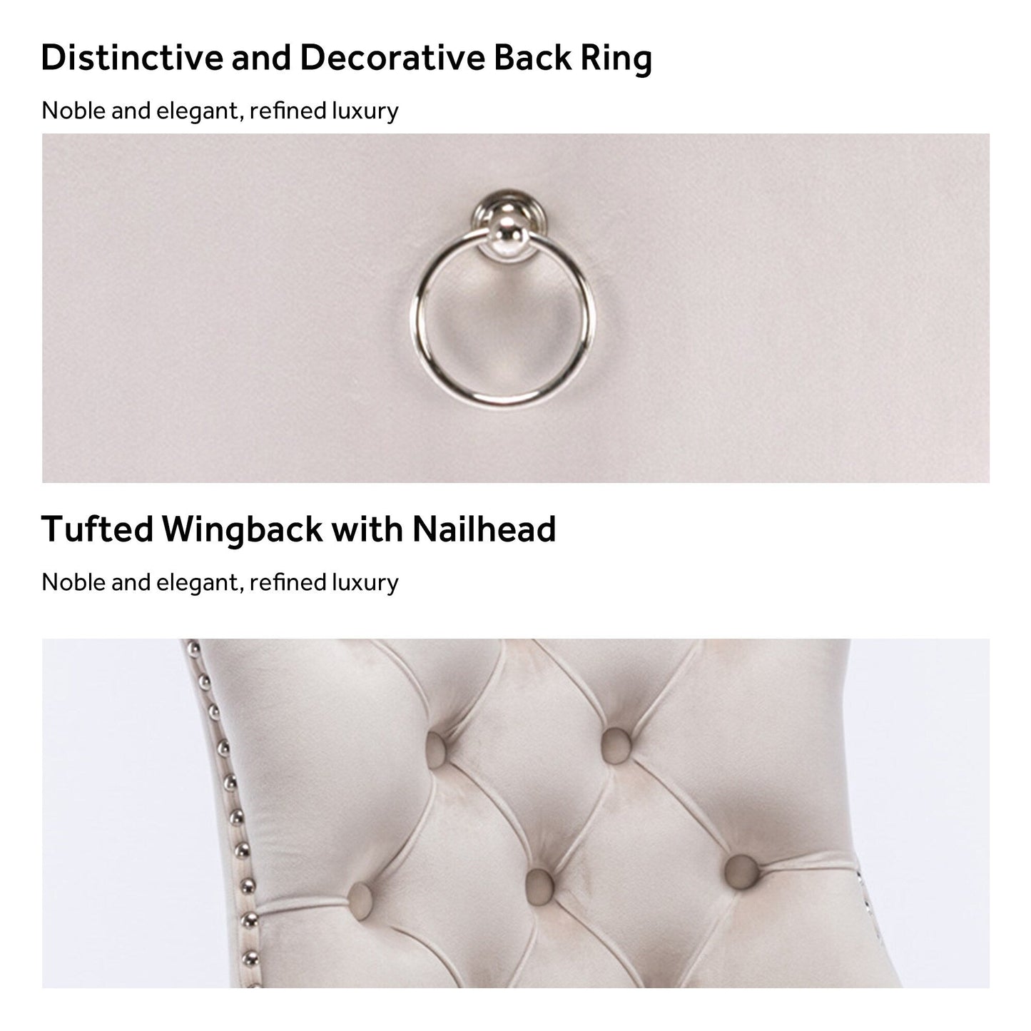 Sedia da pranzo imbottita in velluto trapuntato con gambe in legno massello, set da 6