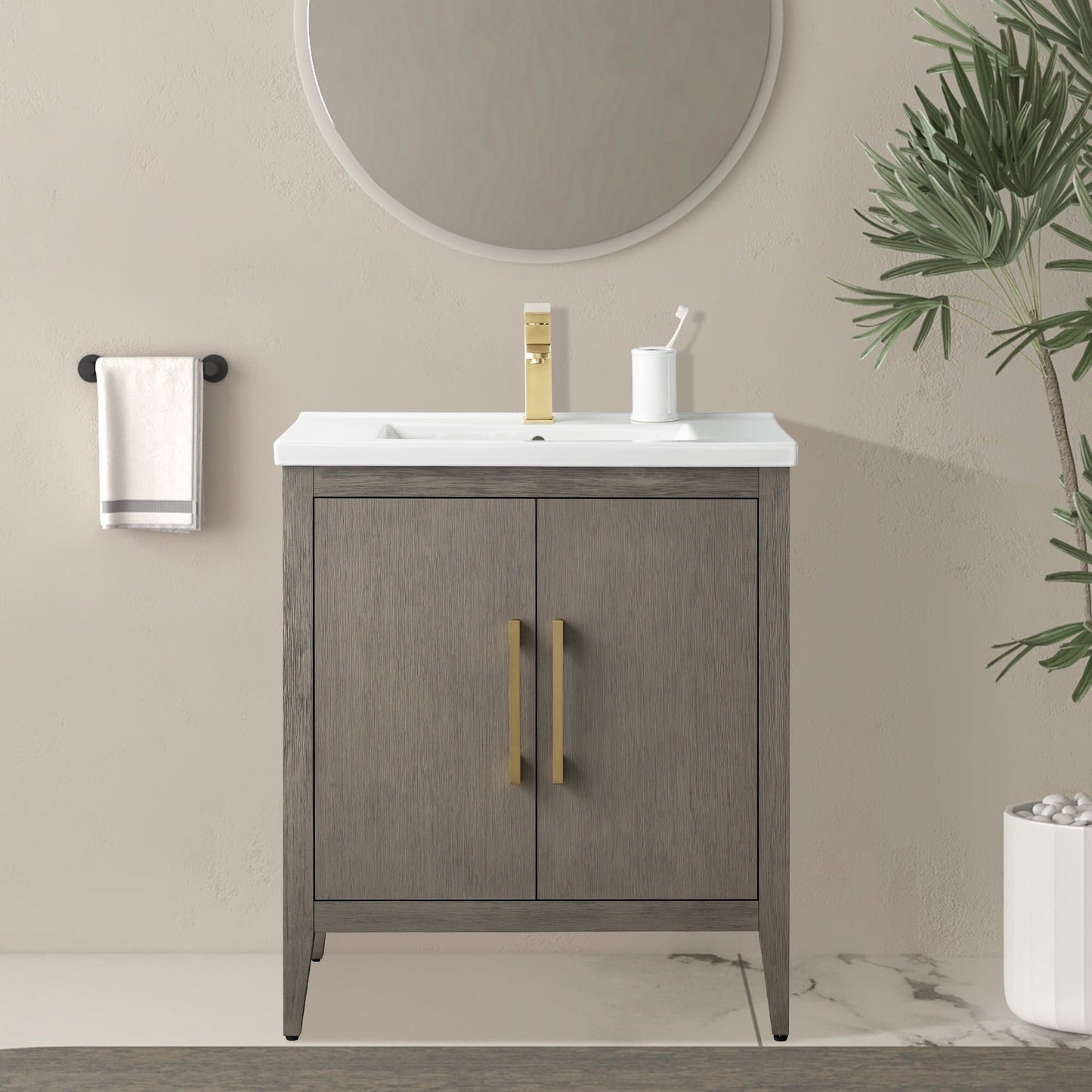 Mobiletto per lavabo da bagno Vanity Art 20 o 24 o 30 con piano in ceramica