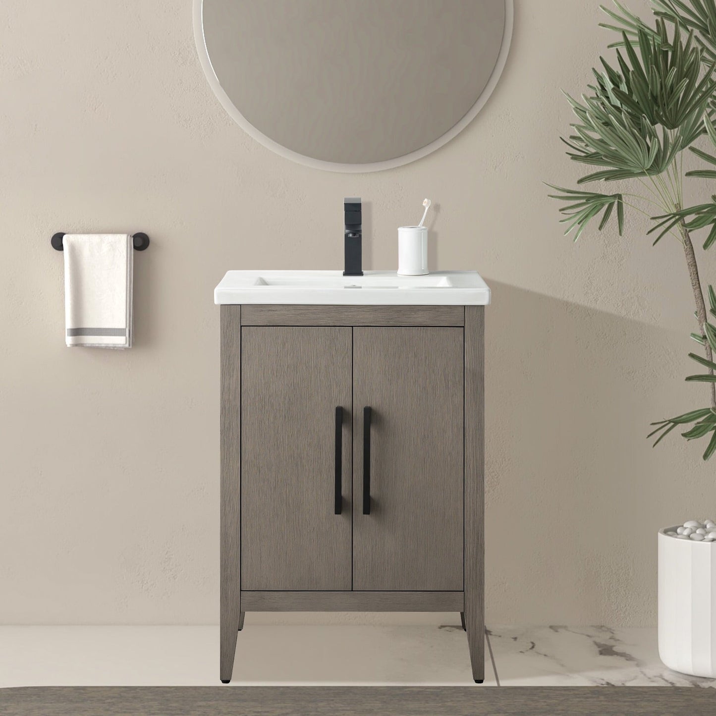 Mobiletto per lavabo da bagno Vanity Art 20 o 24 o 30 con piano in ceramica