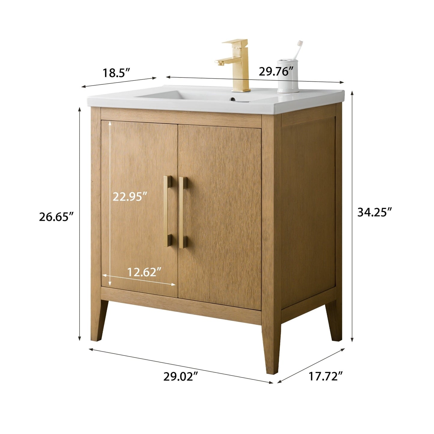 Mobiletto per lavabo da bagno Vanity Art 20 o 24 o 30 con piano in ceramica