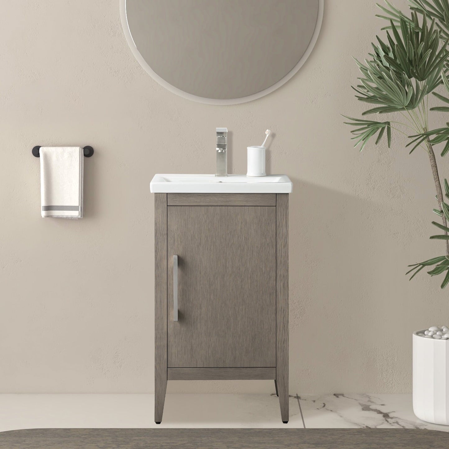 Mobiletto per lavabo da bagno Vanity Art 20 o 24 o 30 con piano in ceramica