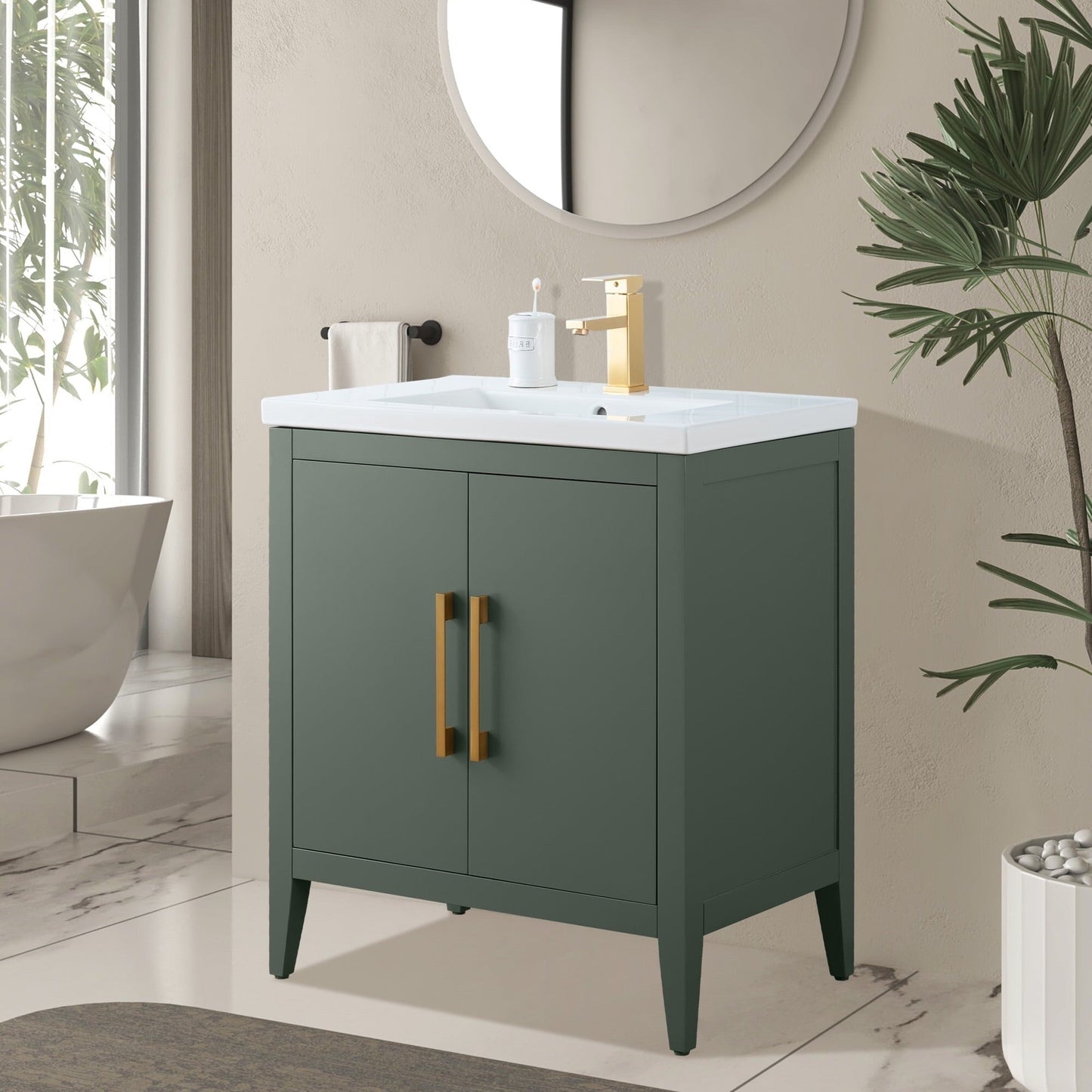 Mobiletto per lavabo da bagno Vanity Art 20 o 24 o 30 con piano in ceramica