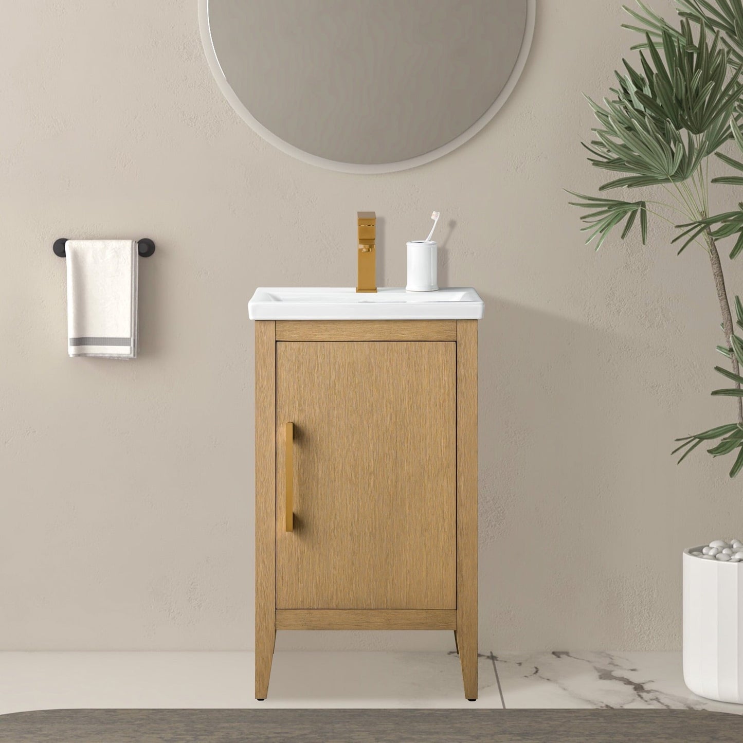 Mobiletto per lavabo da bagno Vanity Art 20 o 24 o 30 con piano in ceramica