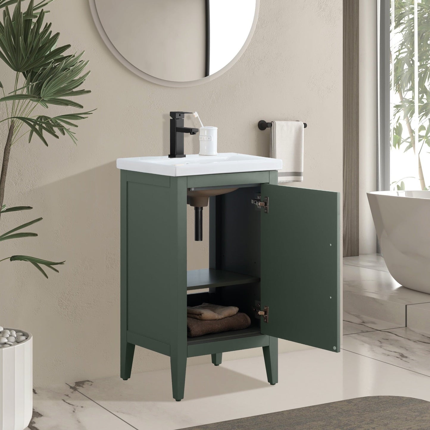 Mobiletto per lavabo da bagno Vanity Art 20 o 24 o 30 con piano in ceramica