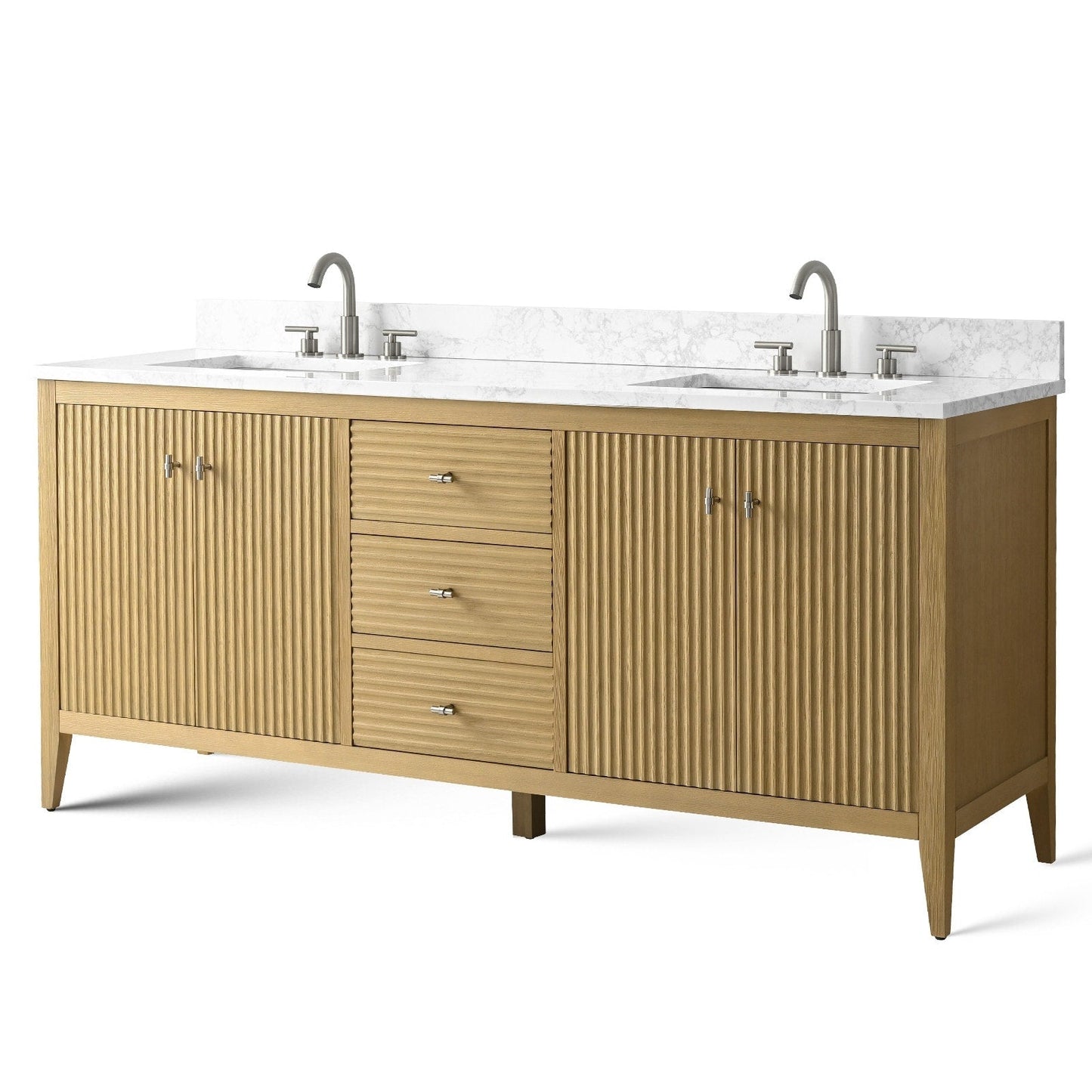 Mobiletto per lavabo da bagno Vanity Art 72 con doppio lavabo e piano in marmo ingegnerizzato