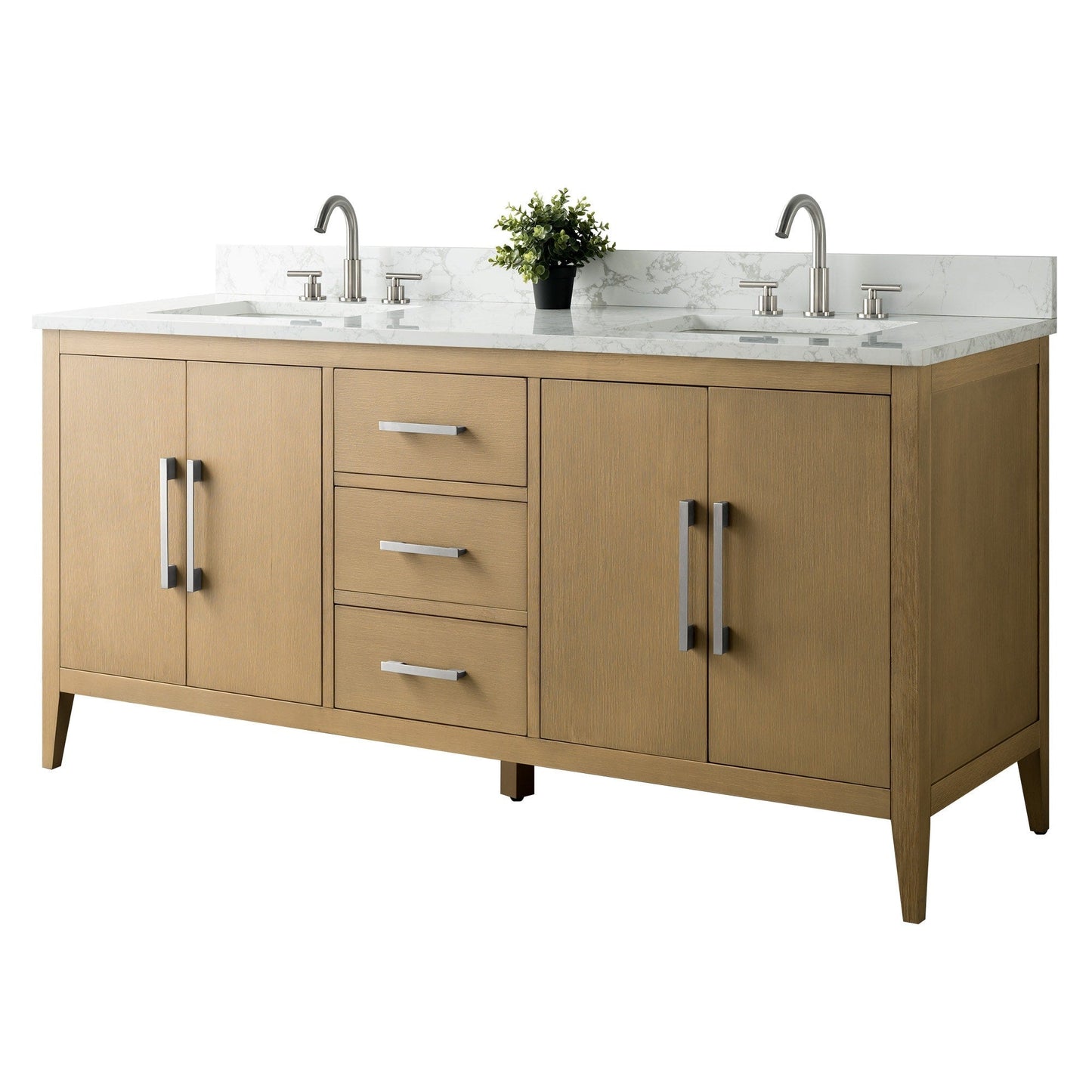 Mobiletto per lavabo da bagno Vanity Art 72 con doppio lavabo e piano in marmo ingegnerizzato