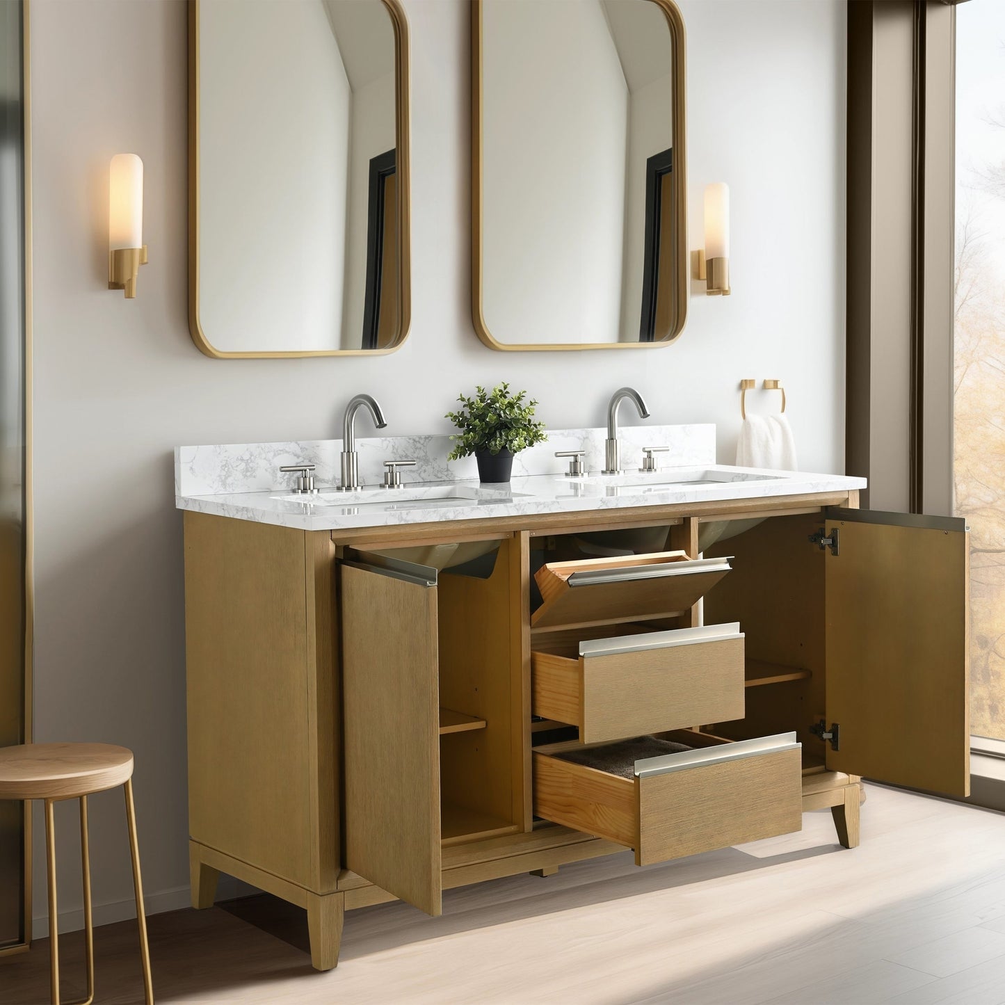 Mobile bagno Vanity Art con lavabo in ceramica e piano in marmo ingegnerizzato