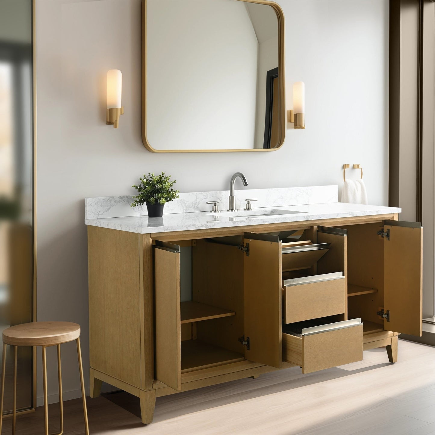 Mobile bagno Vanity Art con lavabo in ceramica e piano in marmo ingegnerizzato