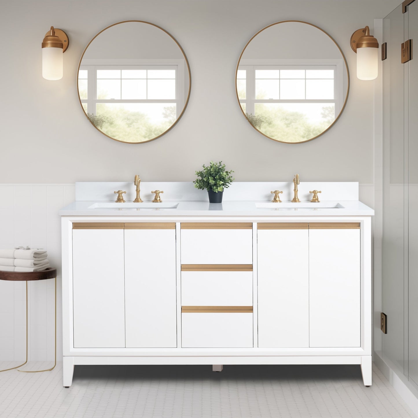 Mobile bagno Vanity Art con lavabo in ceramica e piano in marmo ingegnerizzato