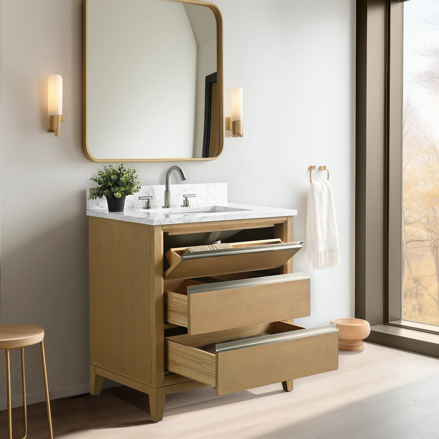Mobile bagno Vanity Art con lavabo in ceramica e piano in marmo ingegnerizzato