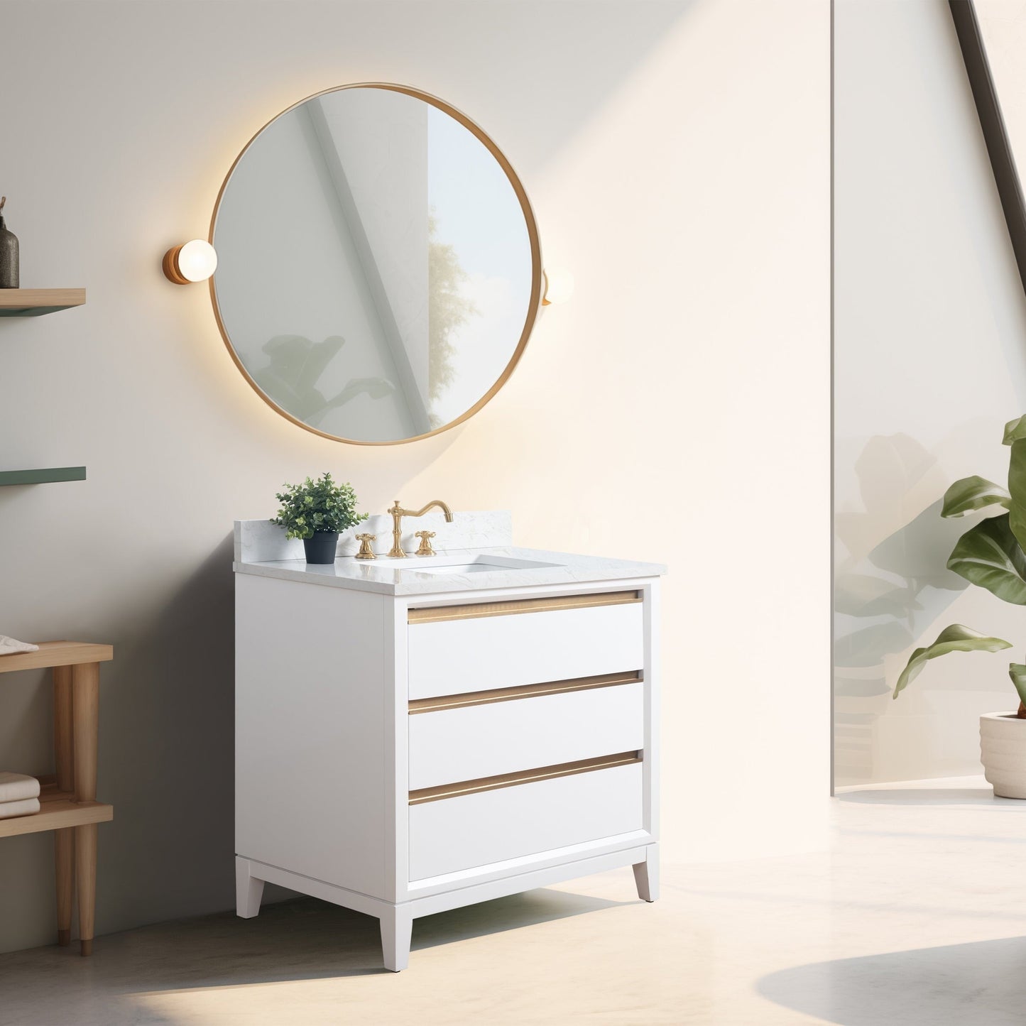 Mobile bagno Vanity Art con lavabo in ceramica e piano in marmo ingegnerizzato