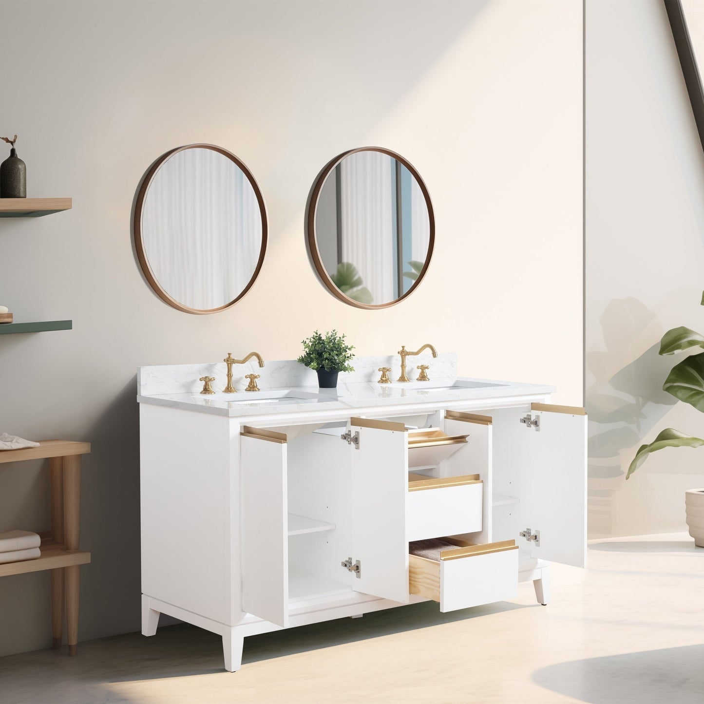 Mobile bagno Vanity Art con lavabo in ceramica e piano in marmo ingegnerizzato