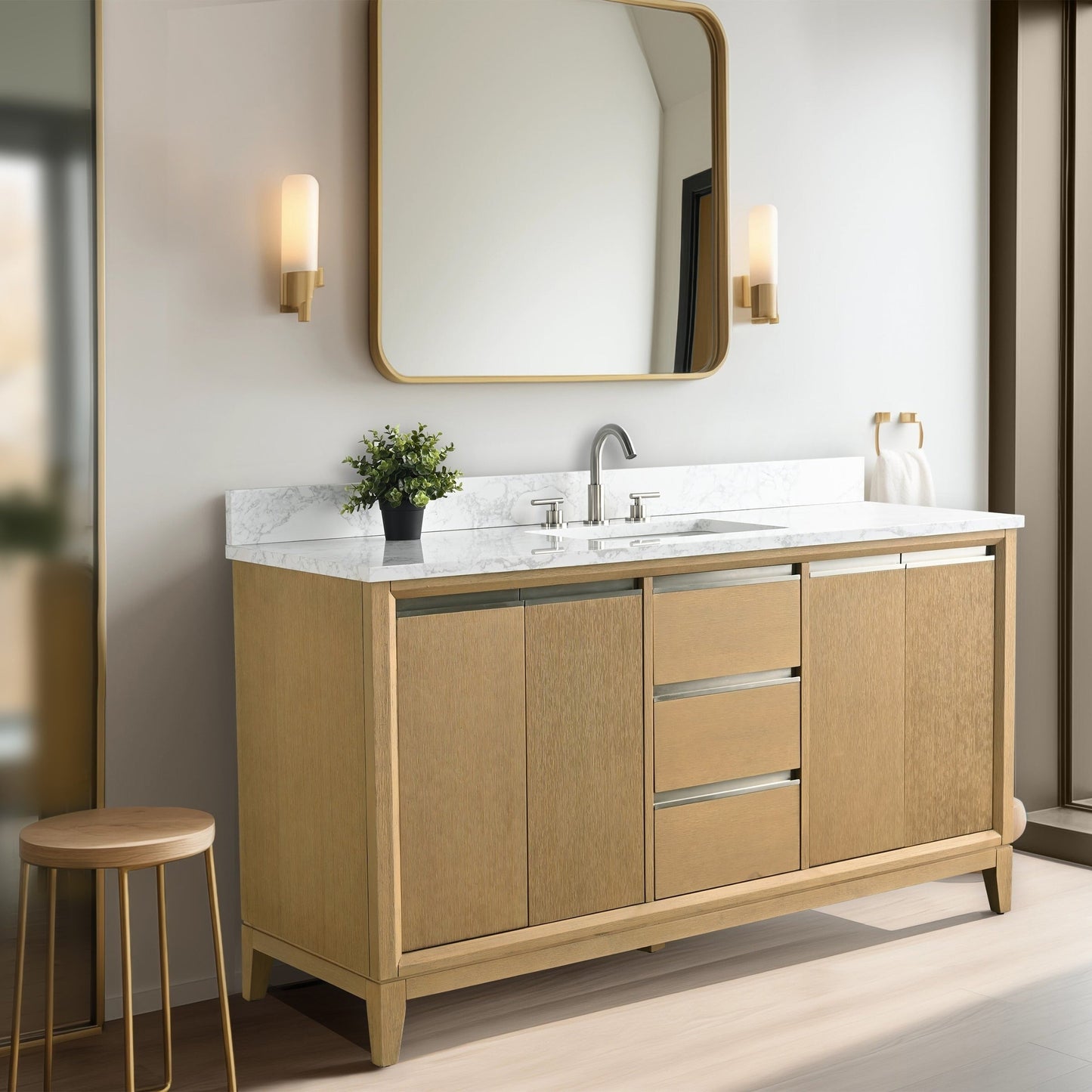 Mobile bagno Vanity Art con lavabo in ceramica e piano in marmo ingegnerizzato