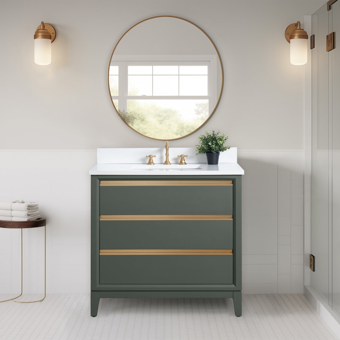 Mobile bagno Vanity Art con lavabo in ceramica e piano in marmo ingegnerizzato