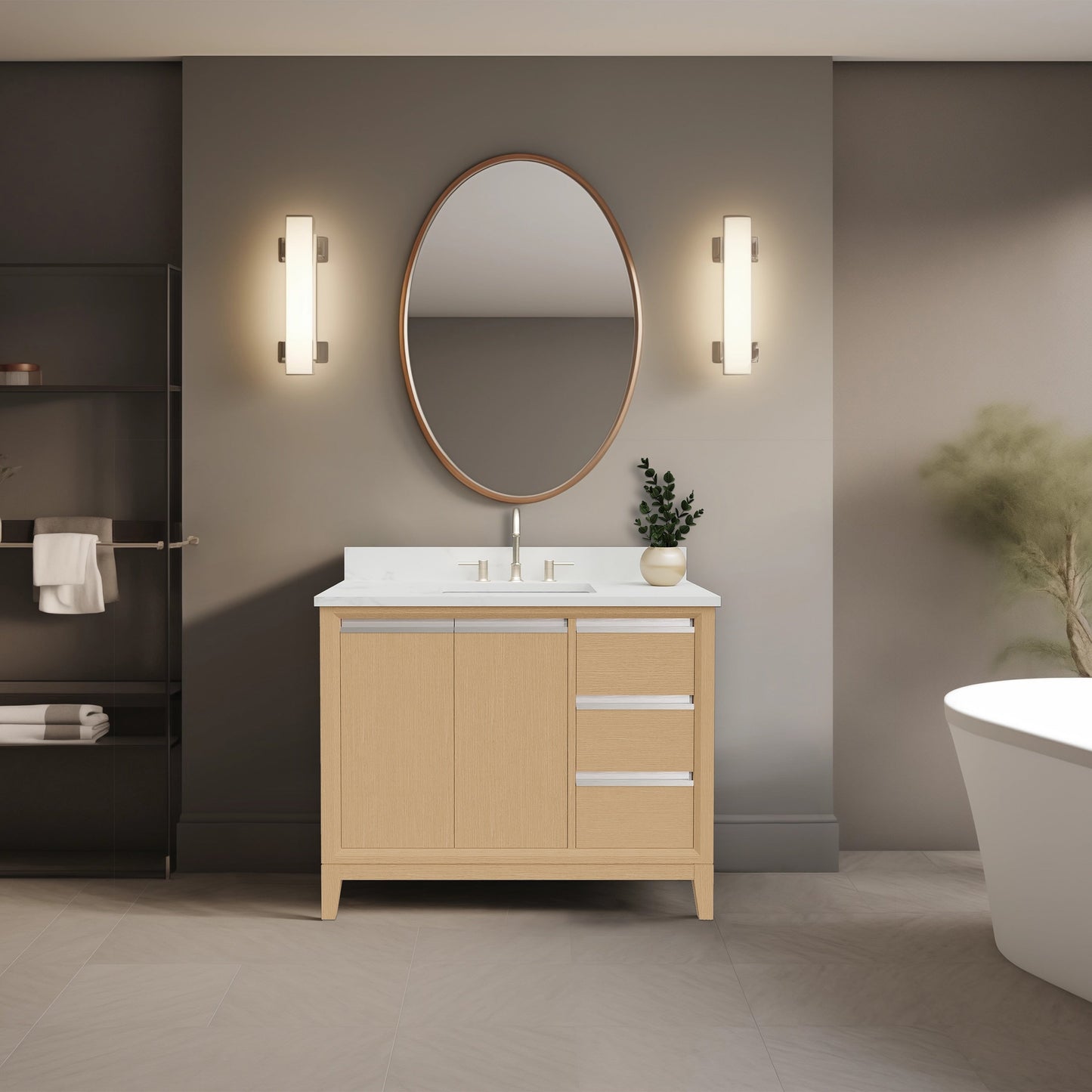 Mobile bagno Vanity Art con lavabo in ceramica e piano in marmo ingegnerizzato