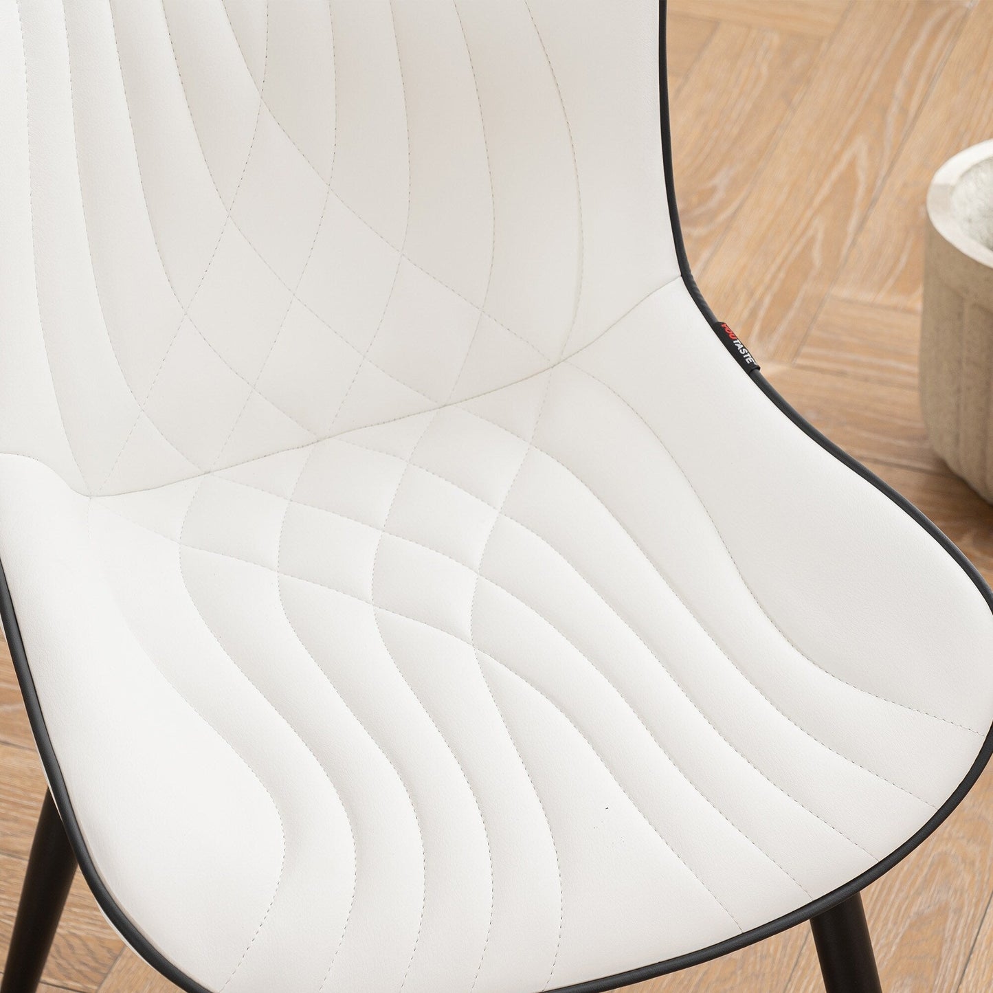 Set di 2 sedie da pranzo moderne imbottite in pelle senza braccioli