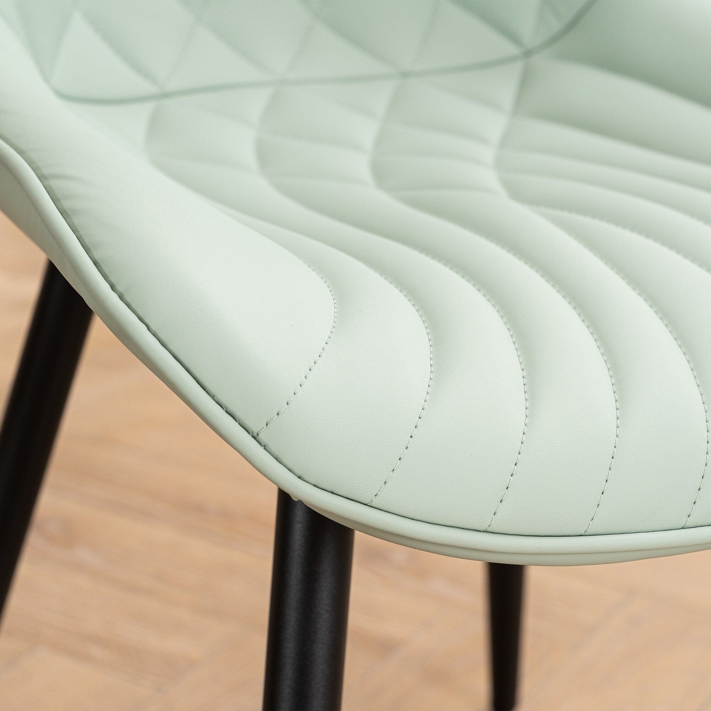 Set di 2 sedie da pranzo moderne imbottite in pelle senza braccioli