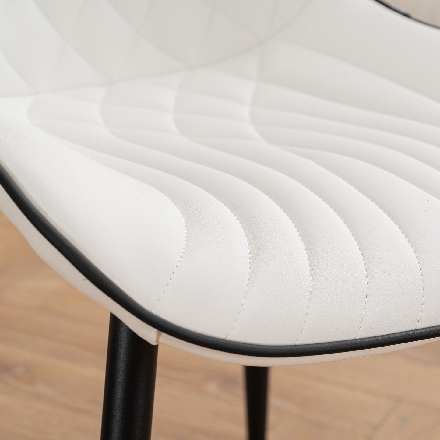 Set di 2 sedie da pranzo moderne imbottite in pelle senza braccioli