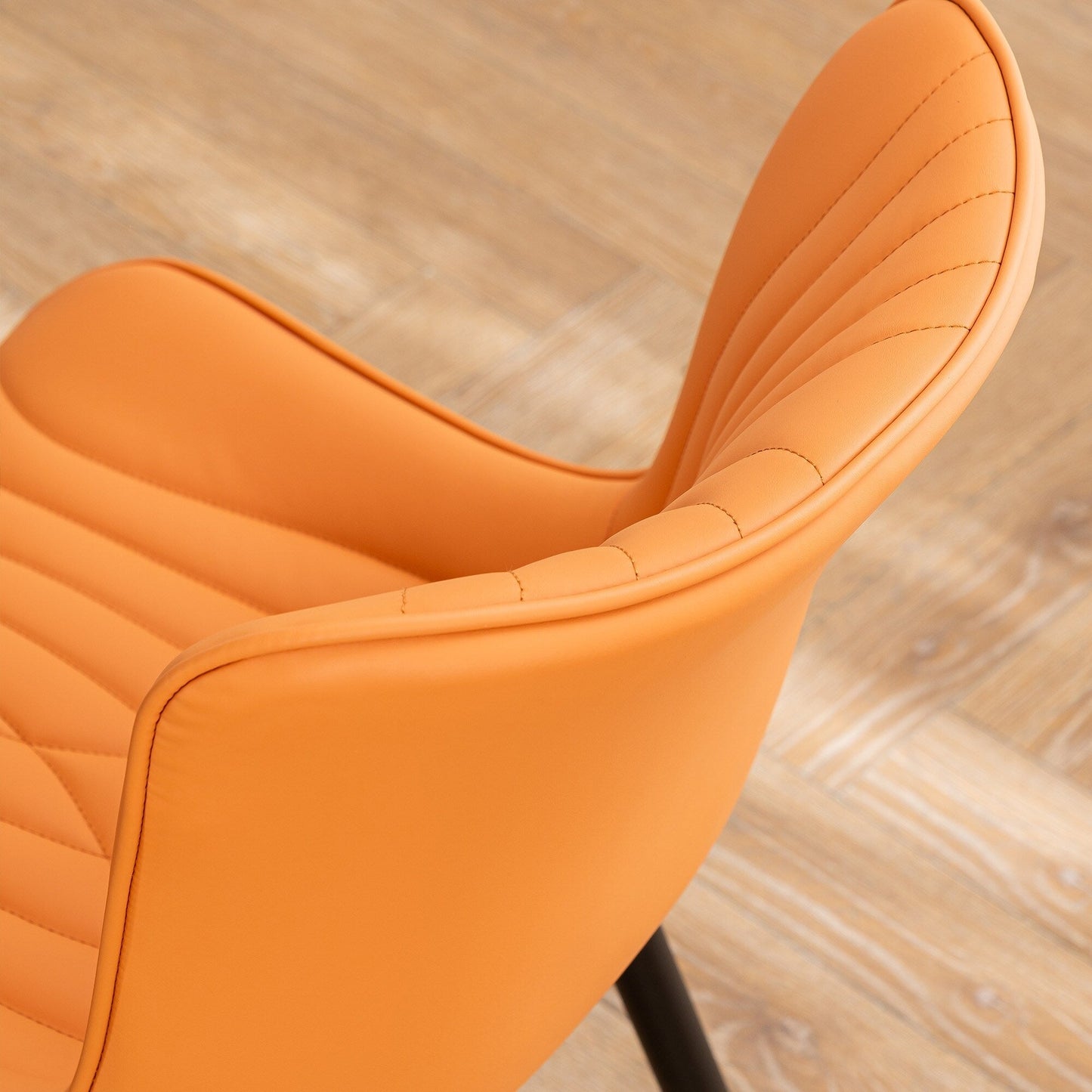 Set di 2 sedie da pranzo moderne imbottite in pelle senza braccioli