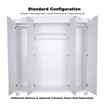 Armadio guardaroba Kyle a 4 ante in legno massello al 100% di Palace Imports con ante in legno massello o a specchio