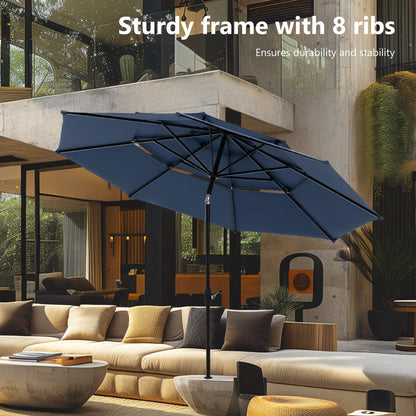 MAISON ARTS Ombrellone da esterno a 3 livelli, con inclinazione automatica, 10 piedi, con doppia ventilazione e luci LED