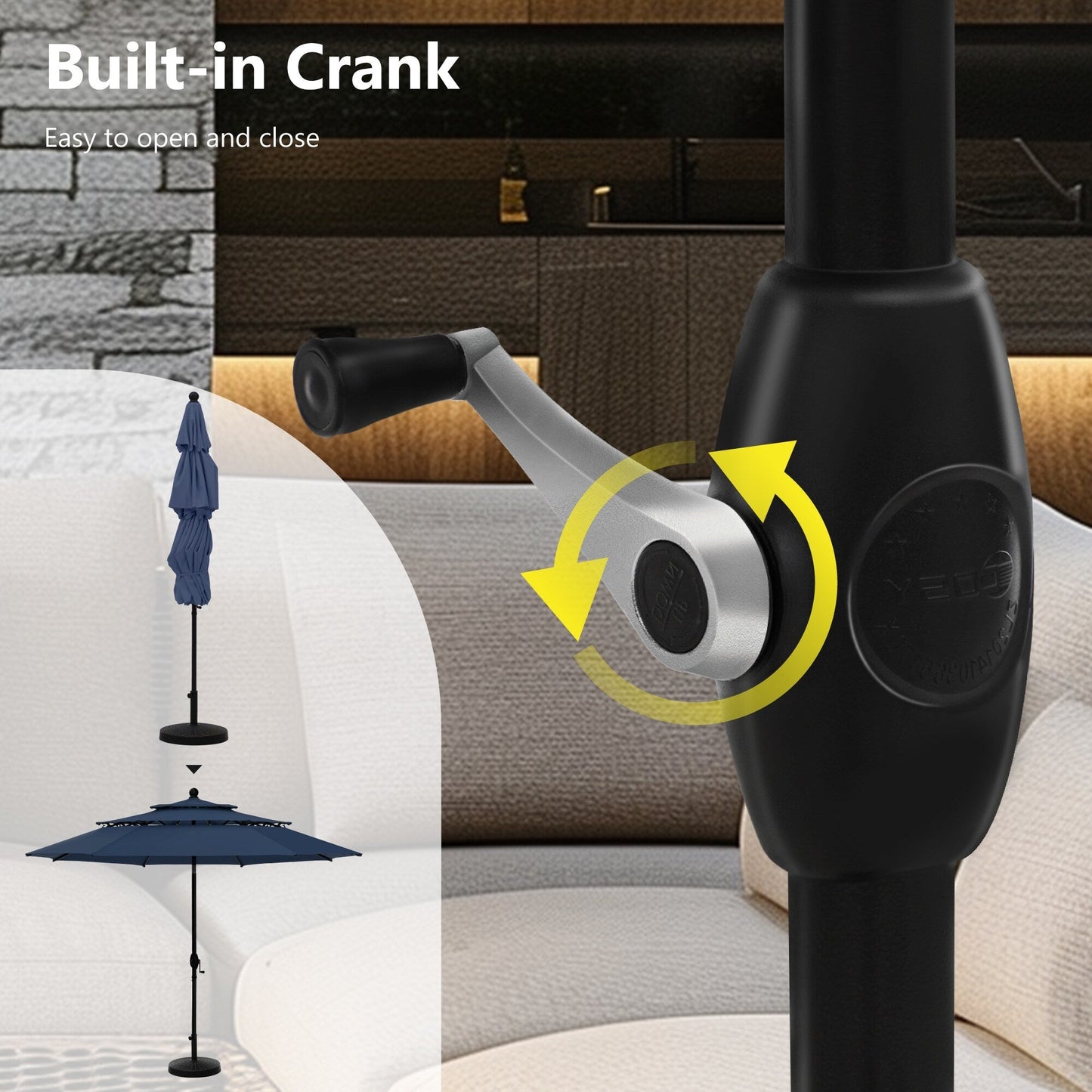 MAISON ARTS Ombrellone da esterno a 3 livelli, con inclinazione automatica, 10 piedi, con doppia ventilazione e luci LED