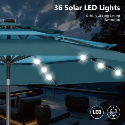 MAISON ARTS Ombrellone da esterno a 3 livelli, con inclinazione automatica, 10 piedi, con doppia ventilazione e luci LED