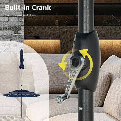 MAISON ARTS Ombrellone da esterno a 3 livelli, con inclinazione automatica, 10 piedi, con doppia ventilazione e luci LED